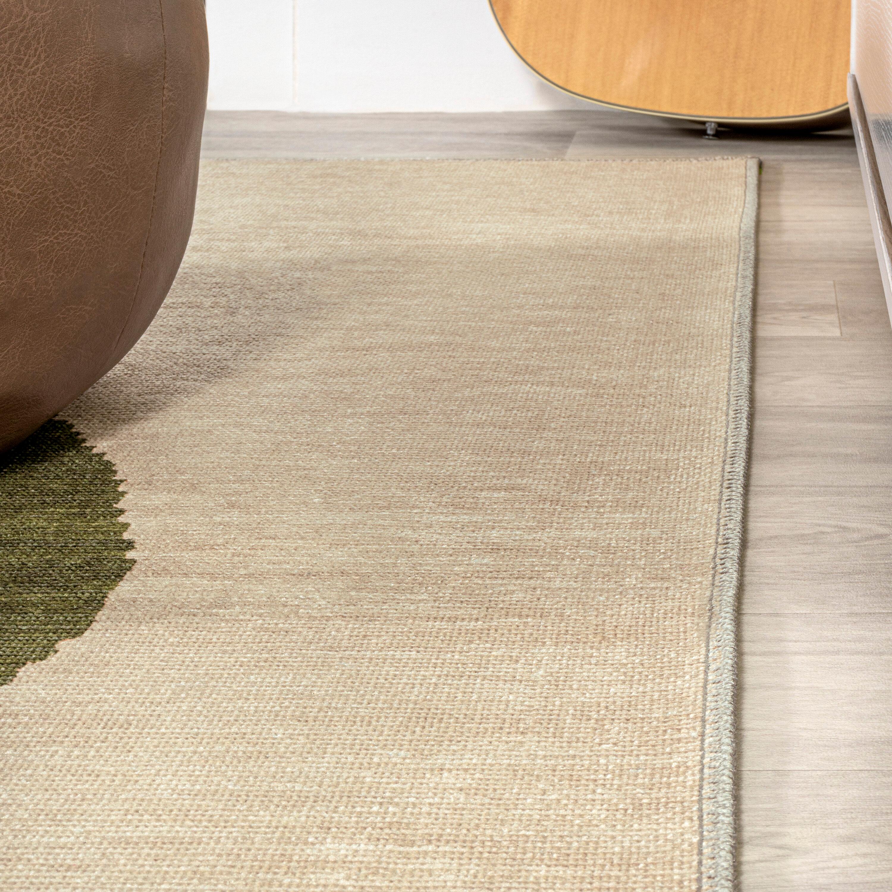 9' x 12' Cirkel Minimalist Geometric Dot Machine-Washable Area Rug, Cream/Olive - JONATHAN Y