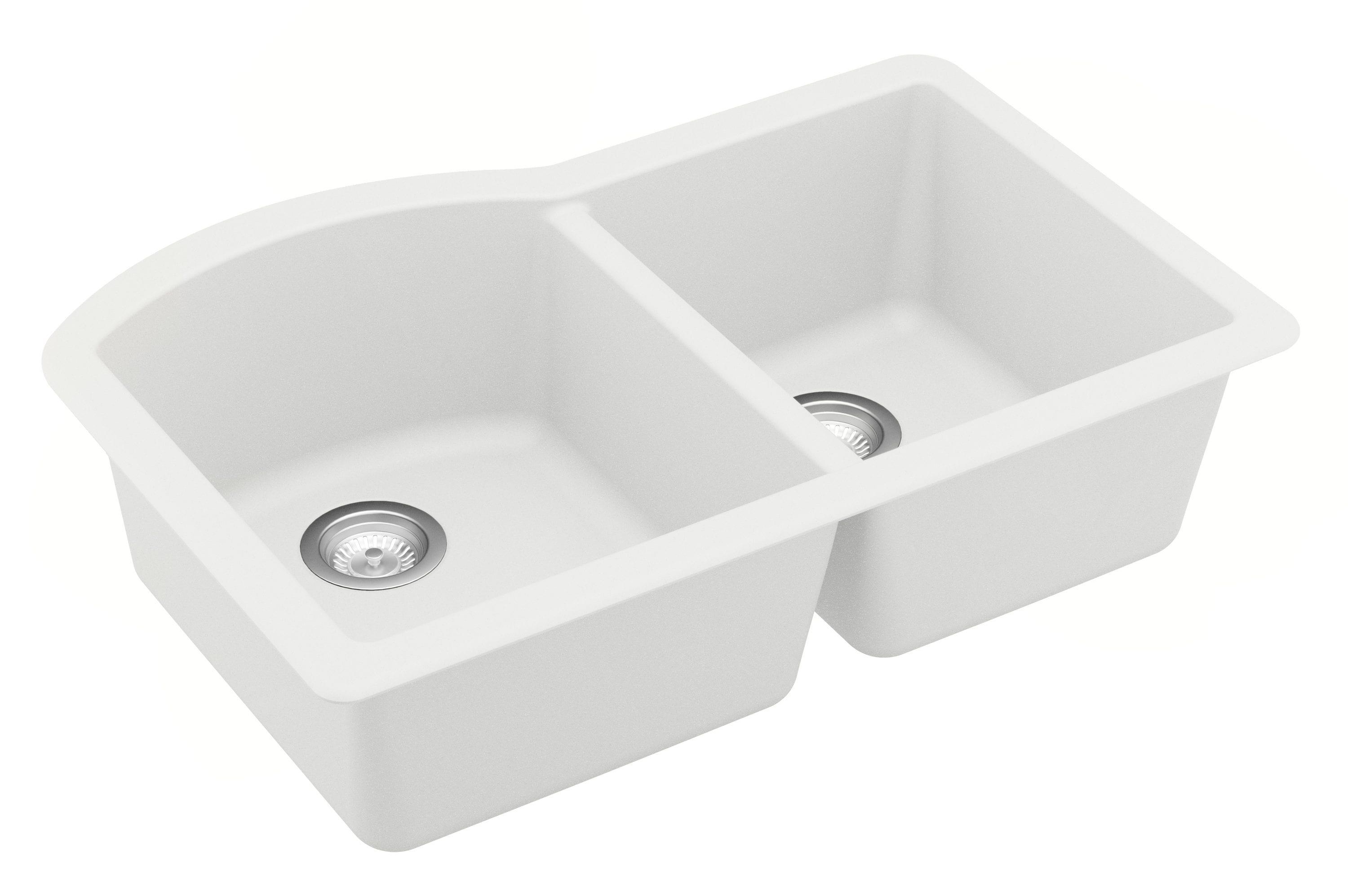 Karran Undermount Quartz Composite 32'' X 21'' 60/40 Double Bowl Kitchen Sink