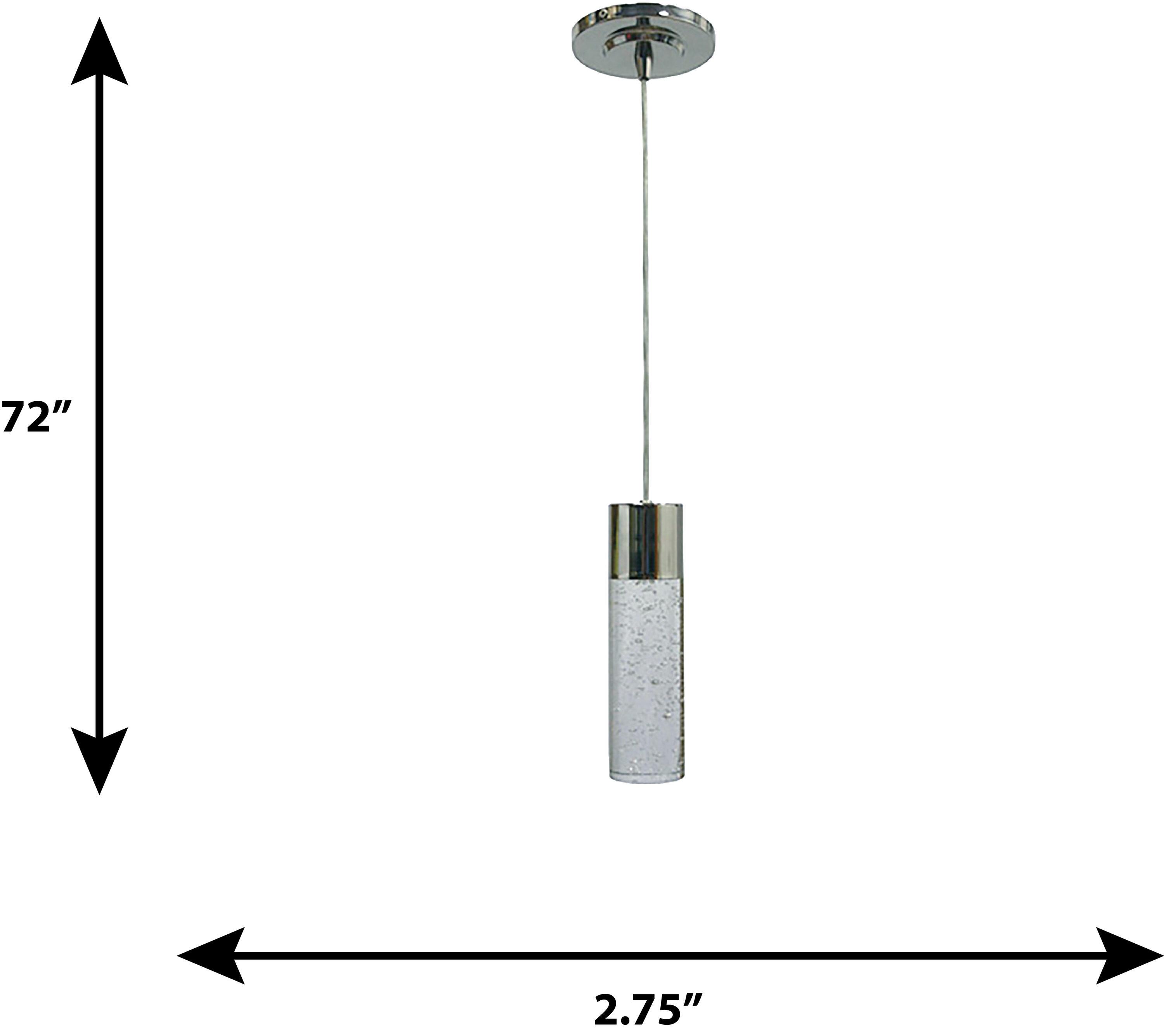 Style Selections Dunwynn 2.75-in Polished Nickel Mini Seeded Glass Cylinder LED Pendant