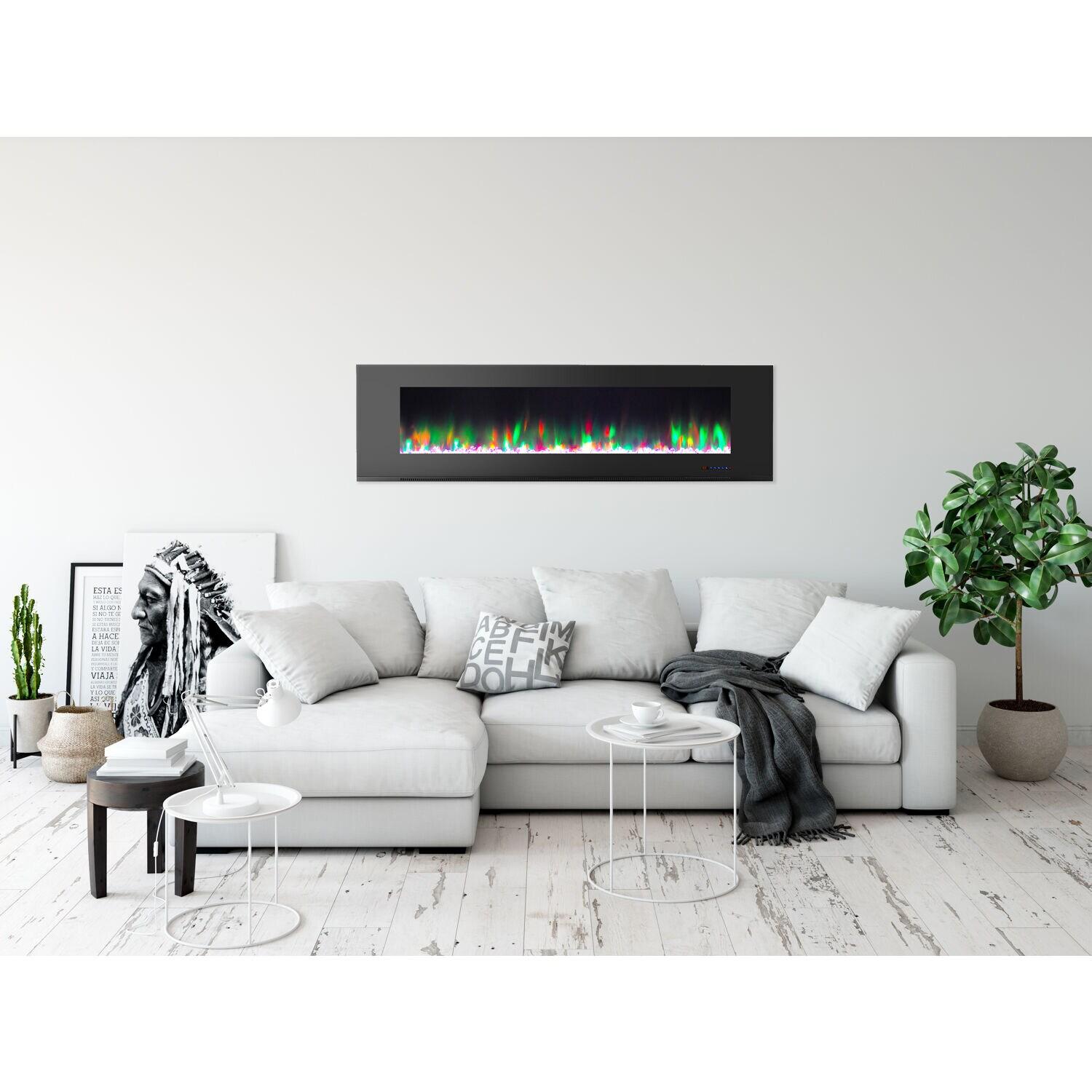 Cambridge Cambridge Wall Mount Electric Fireplace Heater with Remote Control for Indoor Use in Living Room, Bedroom, Home Office