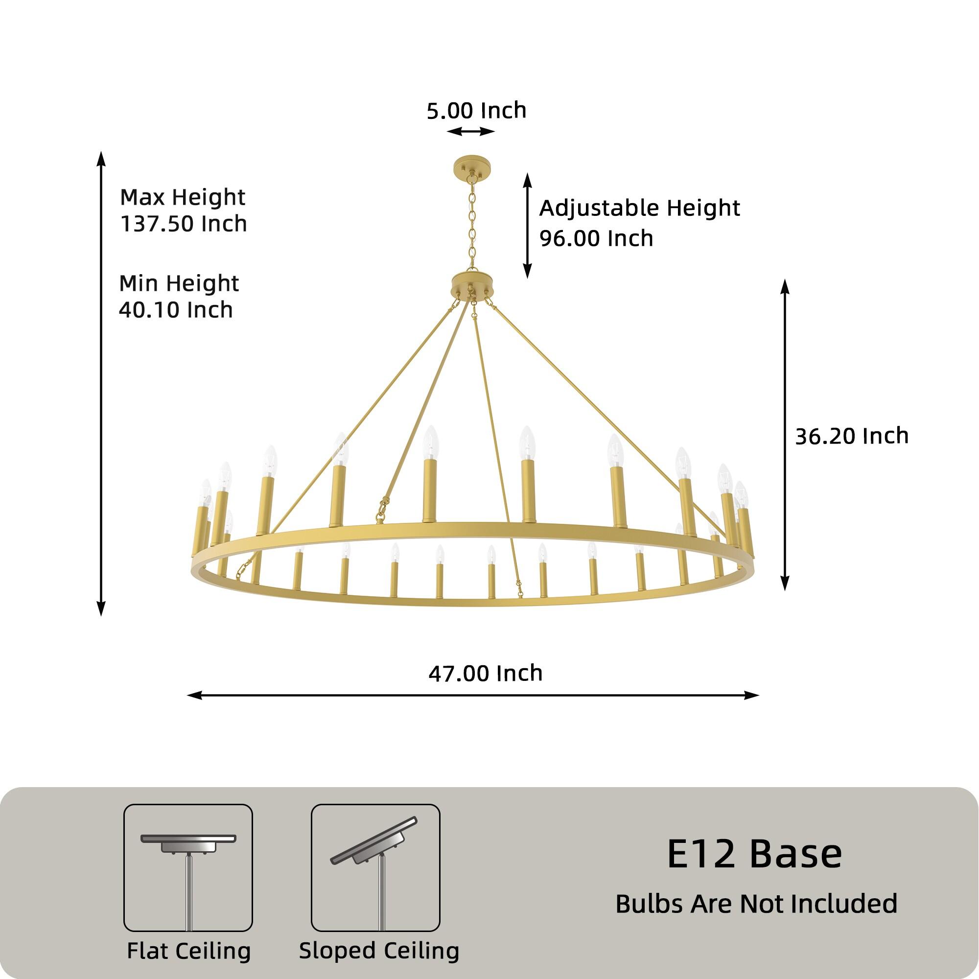 ACROMA  24 Light Modern Farmhouse Wagon Wheel Chandelier-UL Certified Satin Brass