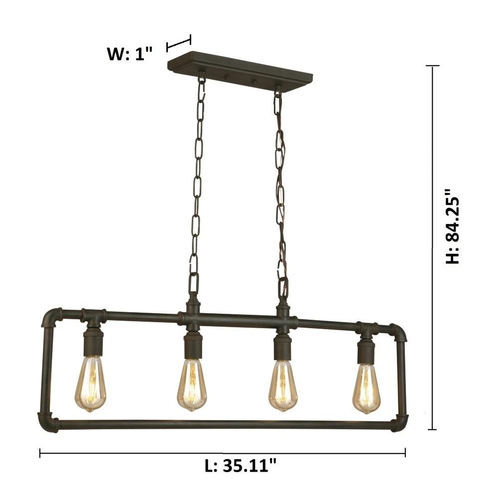 202847A-Eglo Lighting-Wymer - 35.13 Inch Four Light Pendant-Matte Bronze Finish