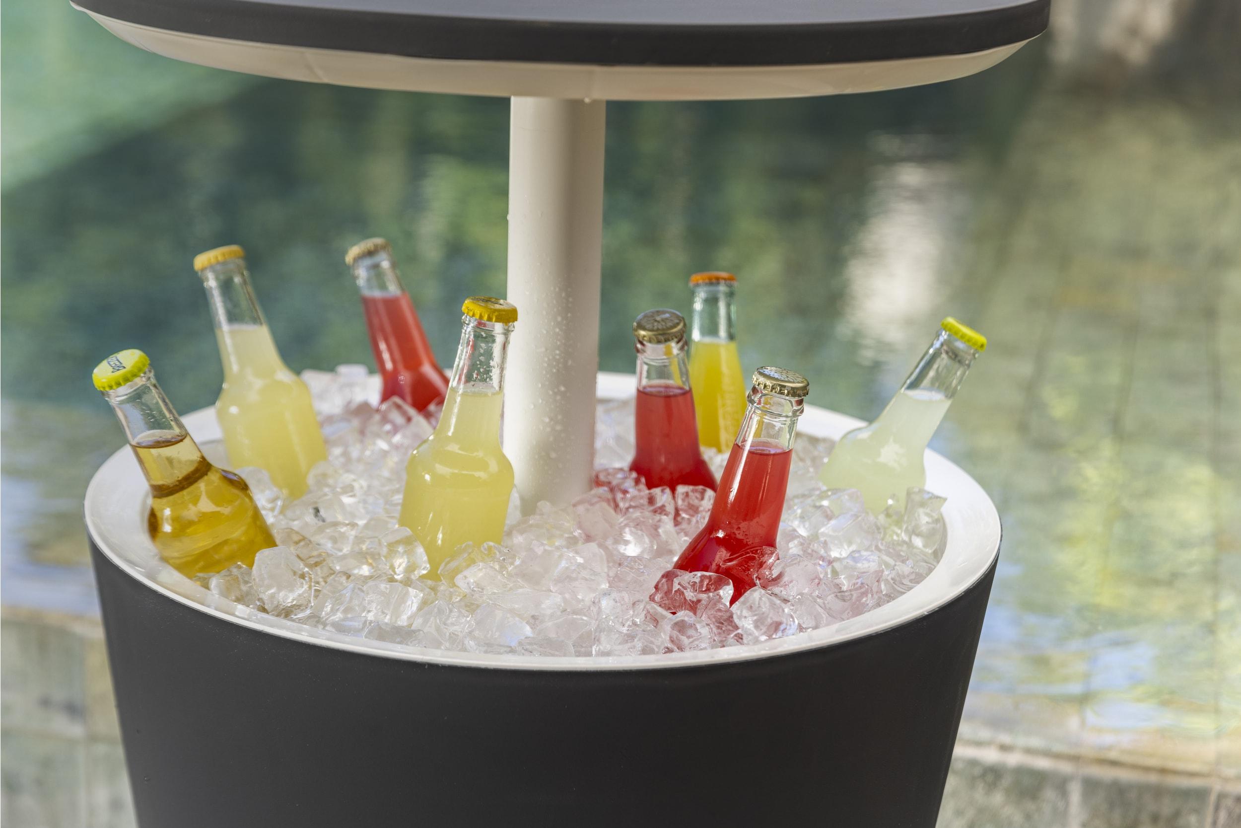 Keter Keter 32 Qt. Cool Bar Cooler Outdoor Weather Resistant Patio Furniture 2 in 1 Pop Up Cocktail Side Table and Beverage Cooler Combo