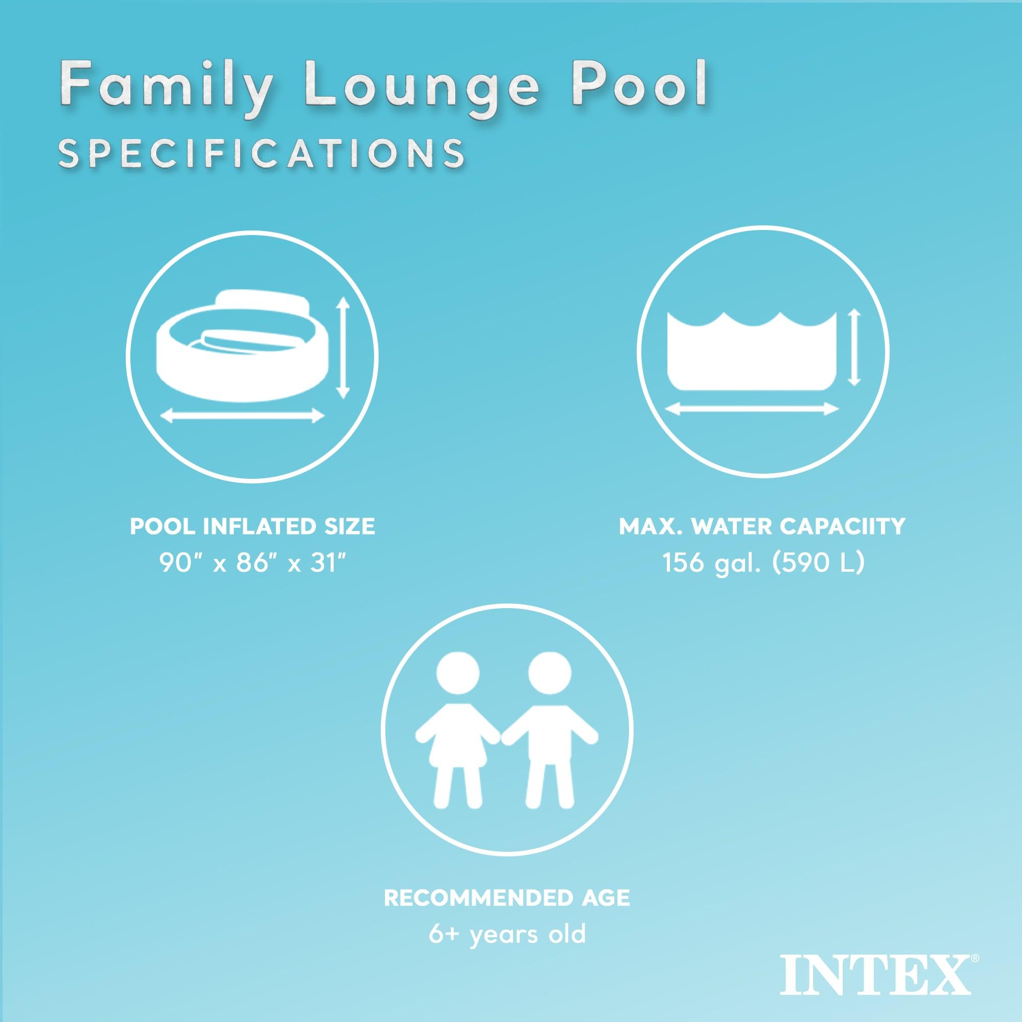 Intex Swim Center Inflatable Family Lounge Pool with Built In Bench and 8' Cover