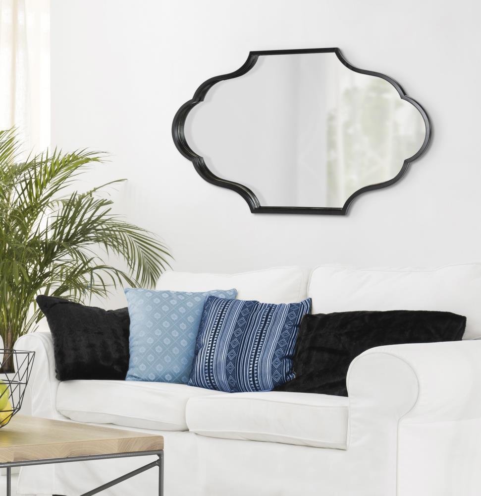 24"x37" Rowla Framed Decorative Wall Mirror Black - Kate & Laurel: Oval, Scalloped Edge, Vintage Design