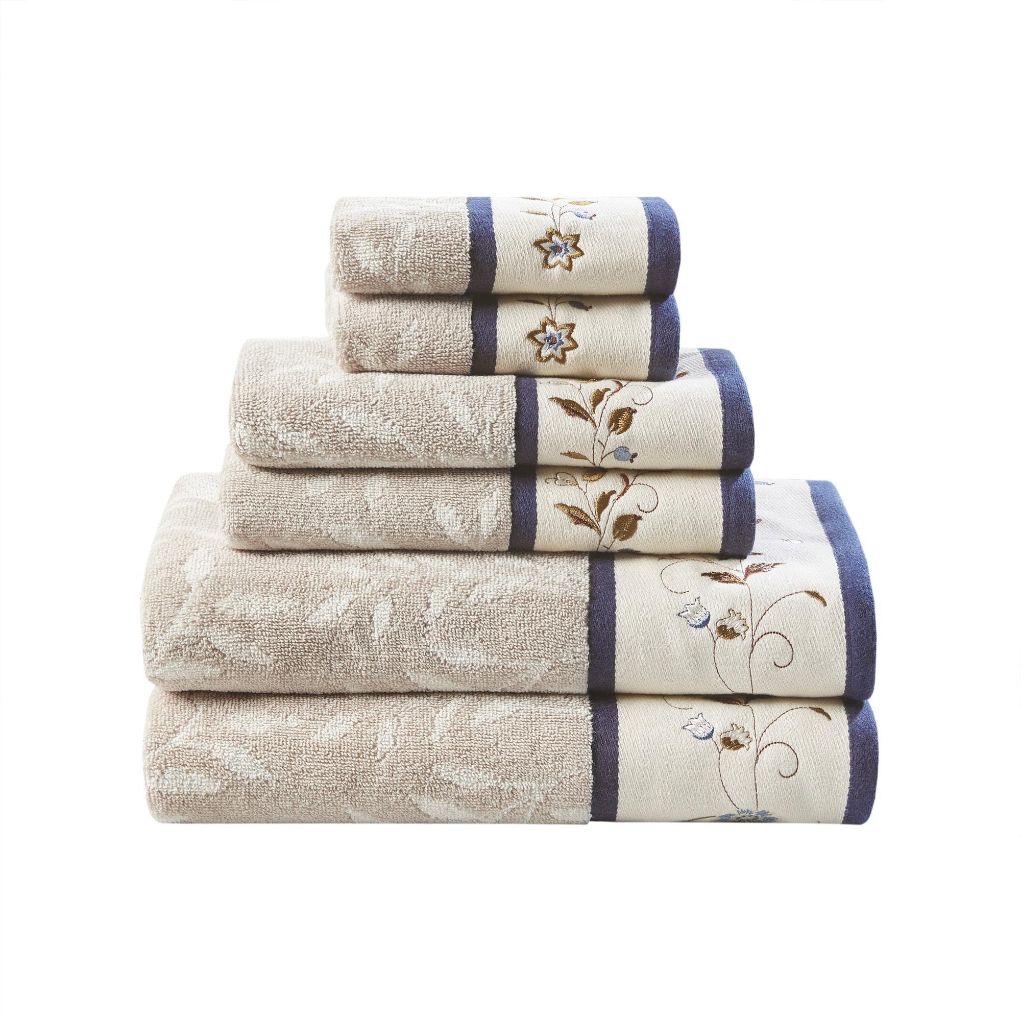 Madison Park Raheem Embroidered Cotton Jacquard Towel Set (Set of 6)