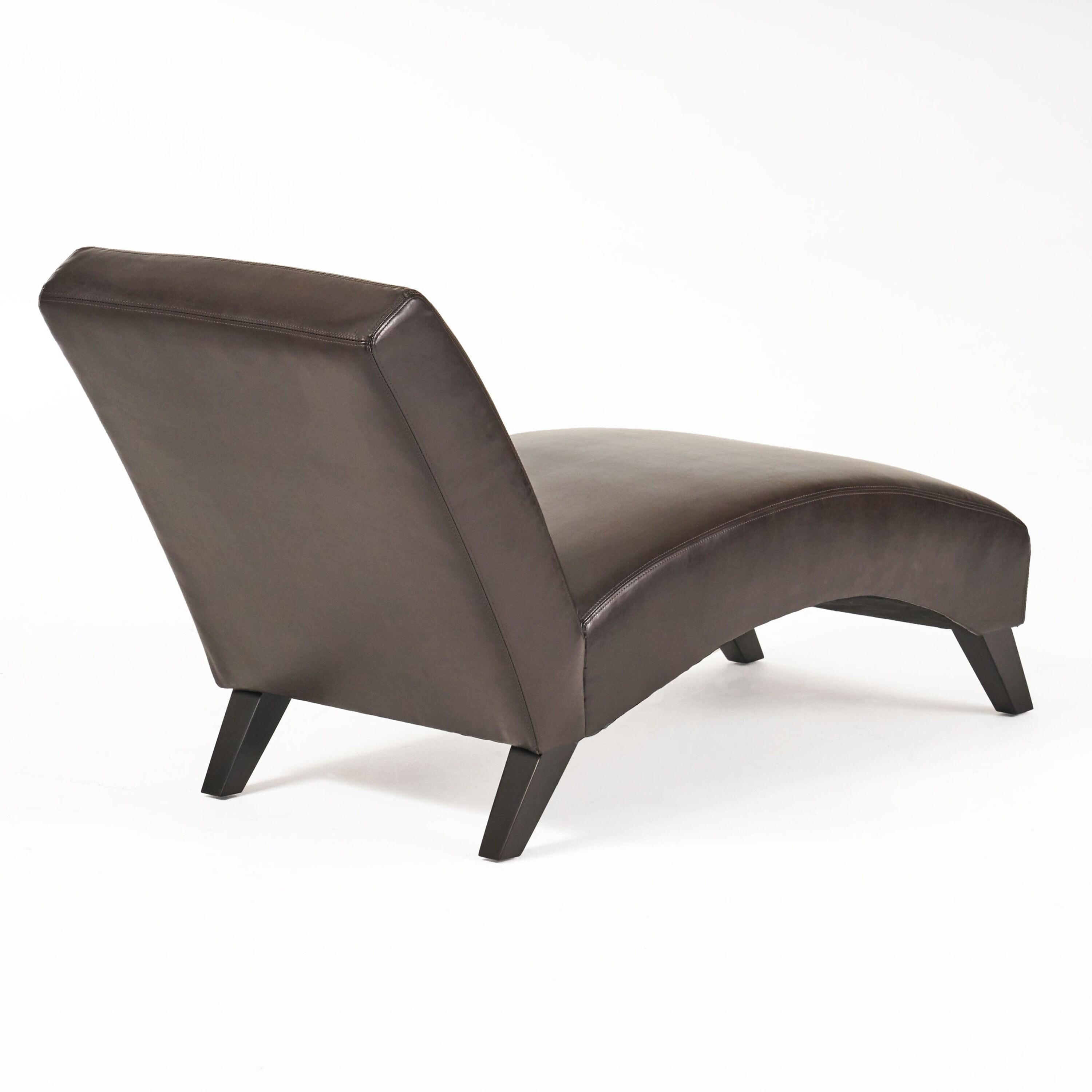 Finlay Leather Chaise Lounge Brown - Christopher Knight Home: Curved Comfort for Living Room