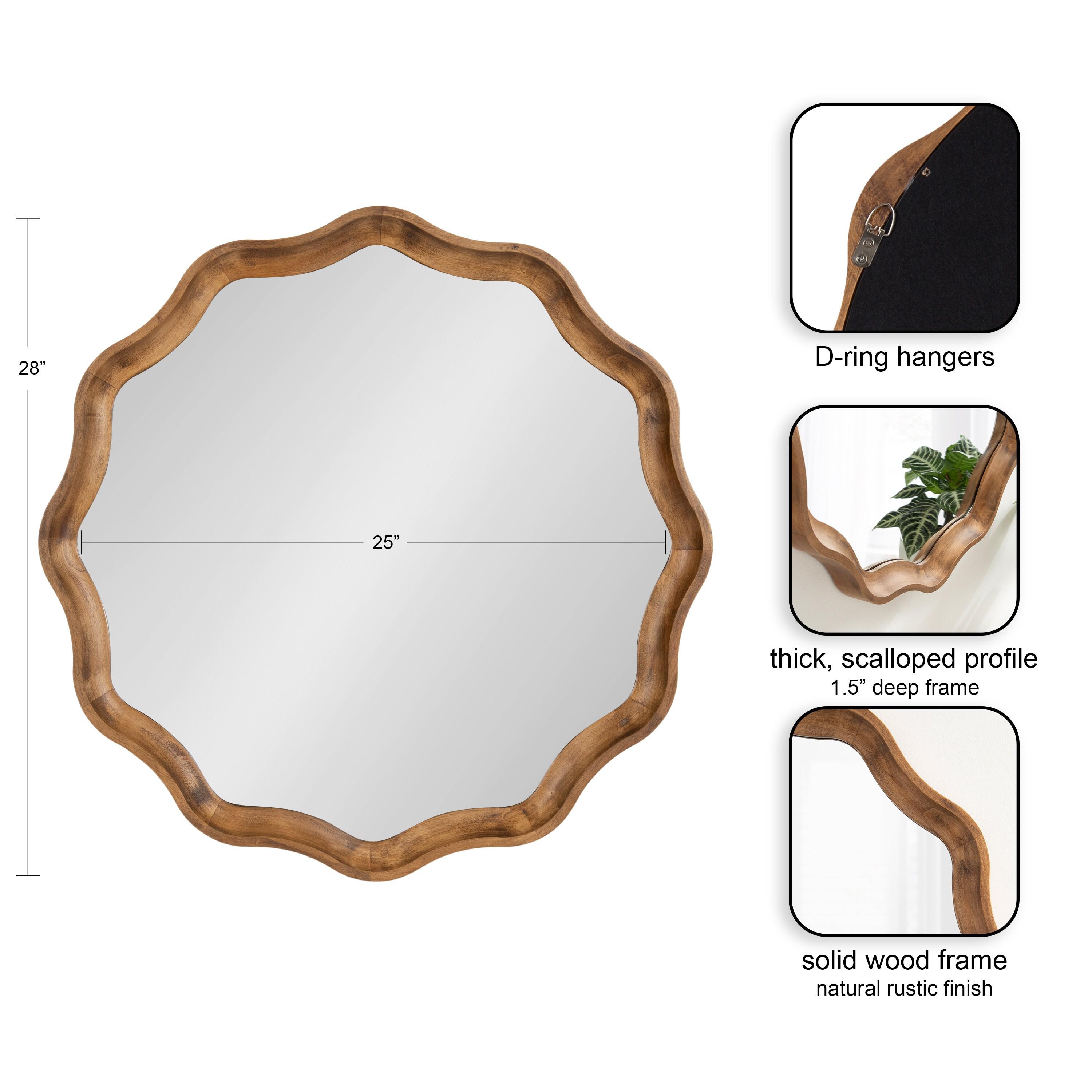 Kate & Laurel All Things Decor 28"x28" Hatherleigh Round Scallop Mirror: Wall Mount, Transitional Decor