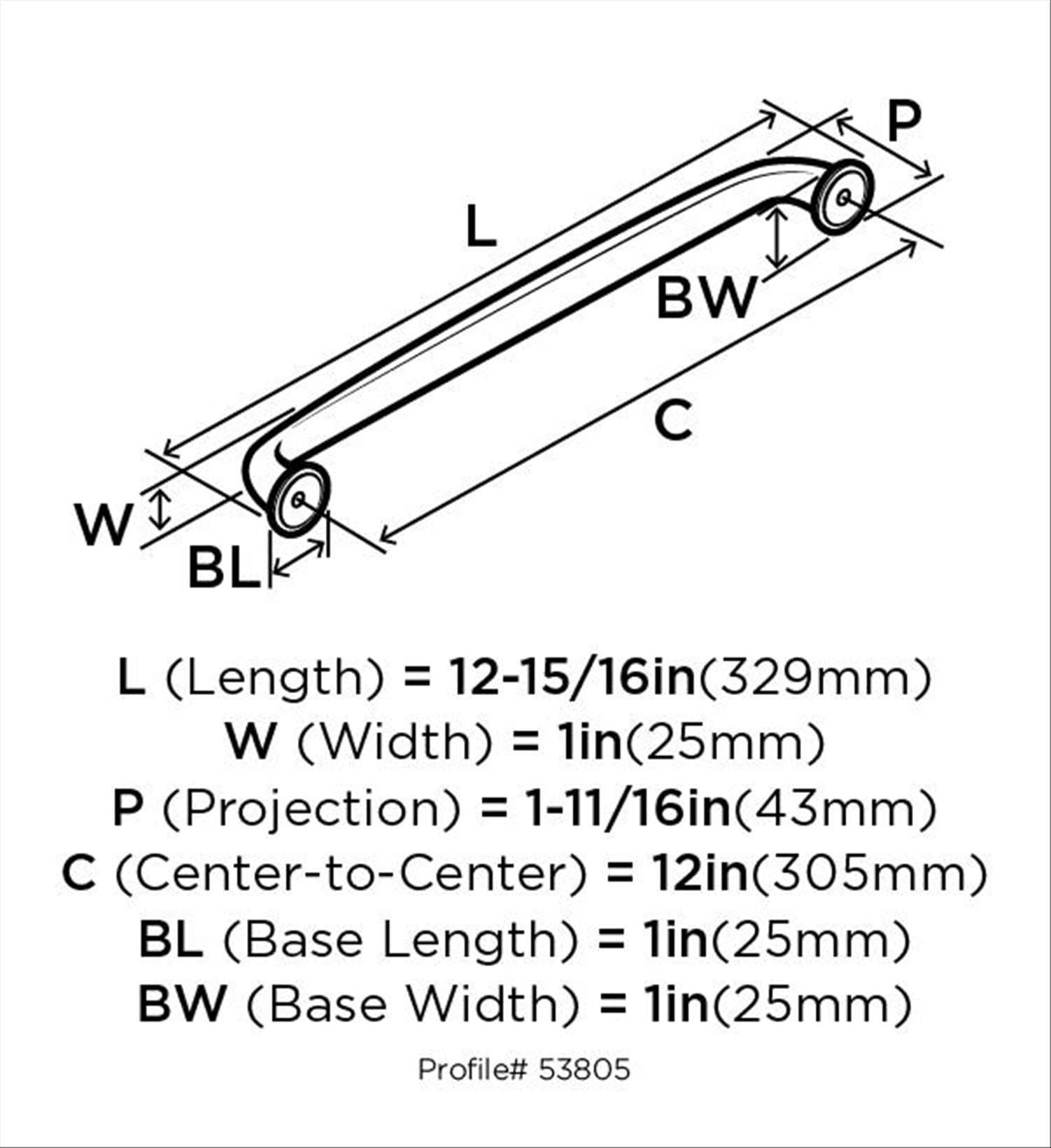 Amerock Kane 12 inch (305mm) Center-to-Center Polished Nickel Appliance Pull