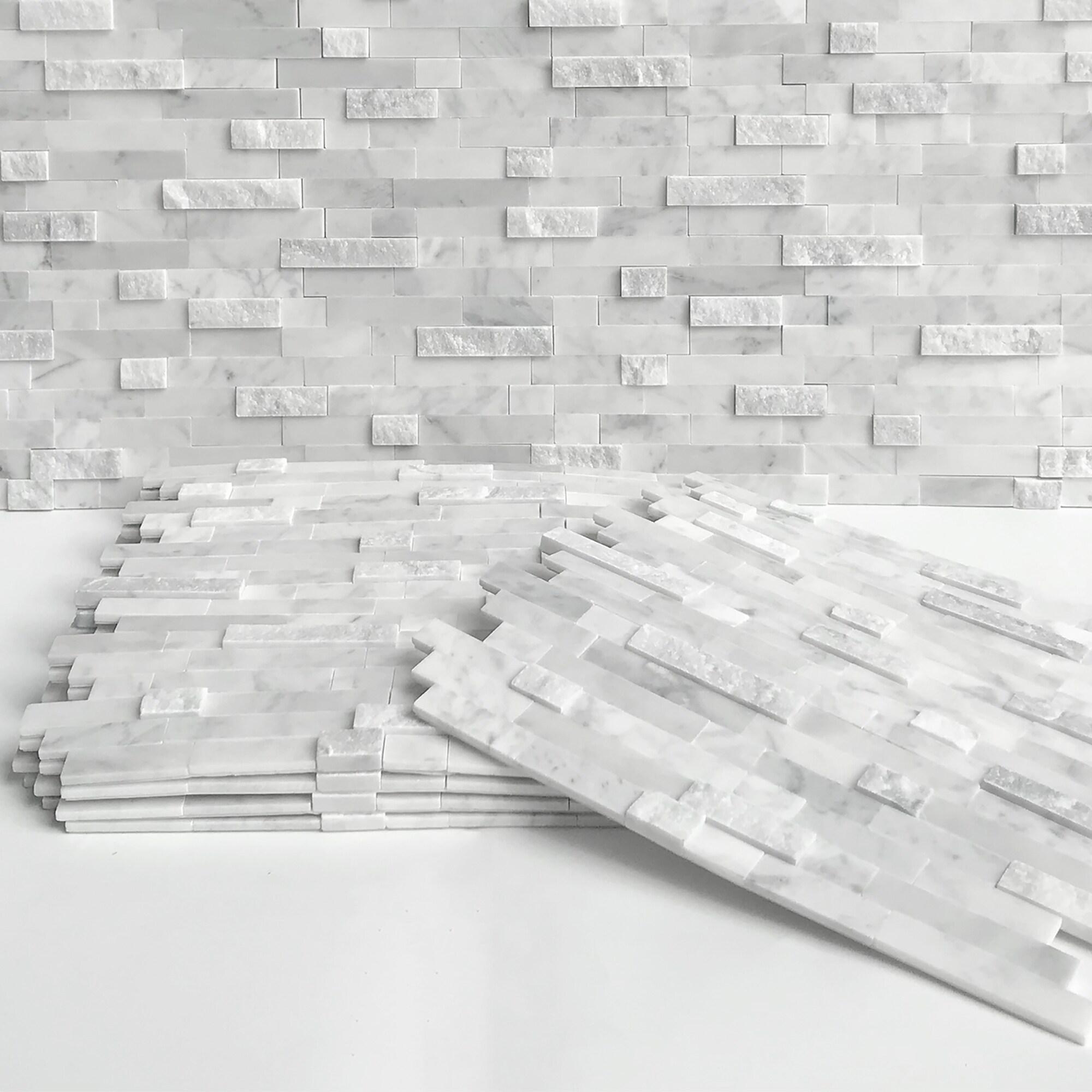 3D 11" x 12" Natural Stone Peel & Stick Mosaic Tile