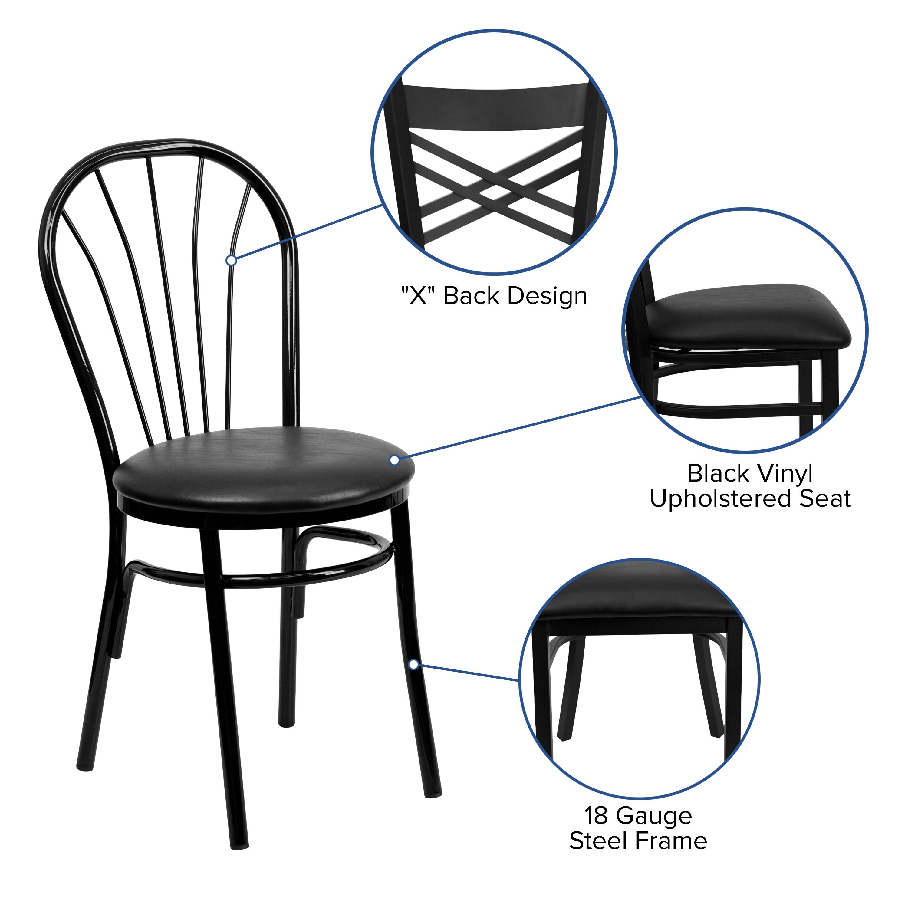 Flash Furniture HERCULES Series Fan Back Metal Chair - Black Vinyl Seat