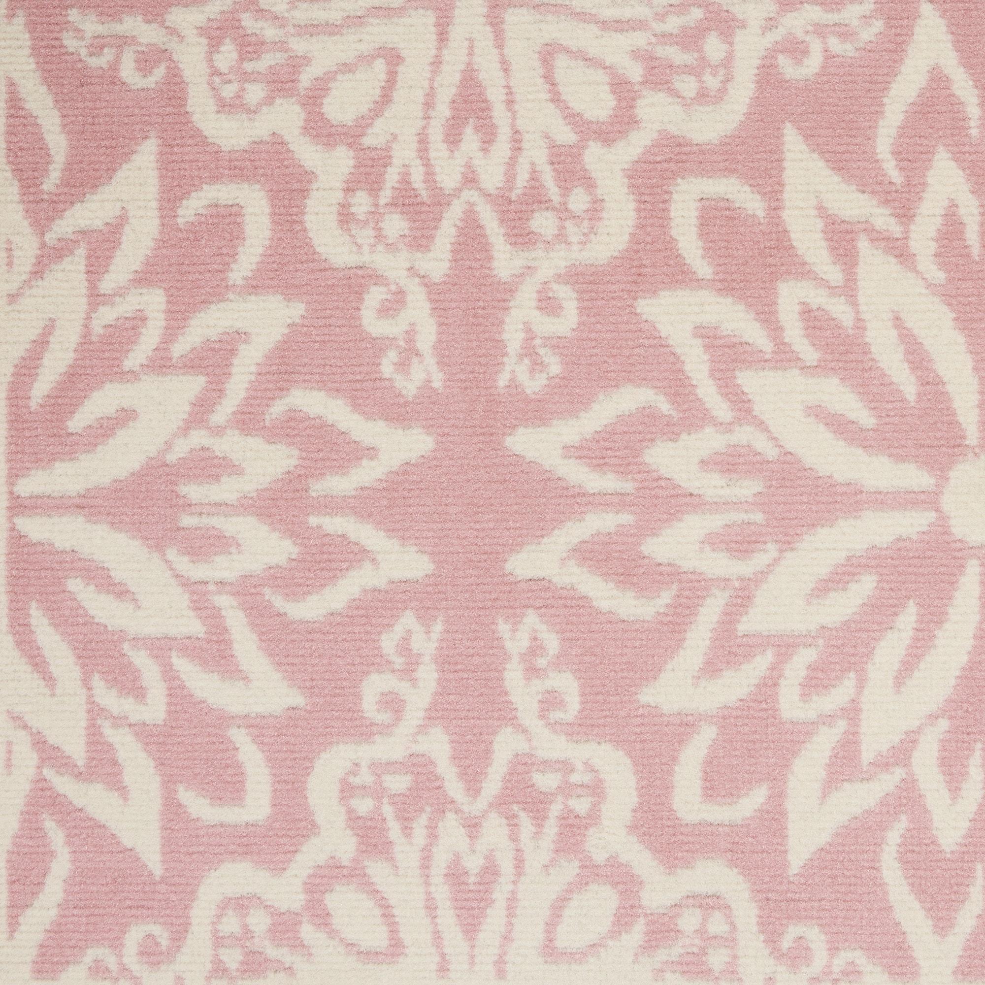 Nourison Jubilant Geometric Floral Ivory/Pink 5'3" x 7'3" Area Rug, (5' x 7')