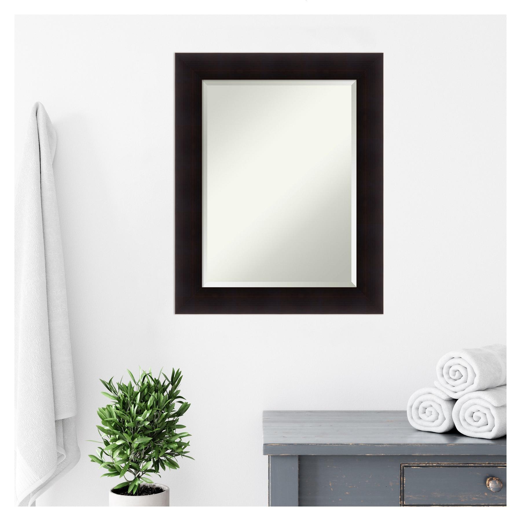 Amanti Art Beveled Wood Bathroom Wall Mirror - Portico Espresso Frame Outer Size: 24 x 30 in