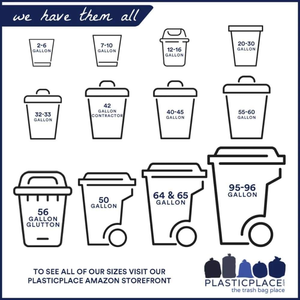 Plasticplace 12-16 Gallon Trash Bags, 0.8 Mil Garbage Bag Rolls, 500 Count, Black