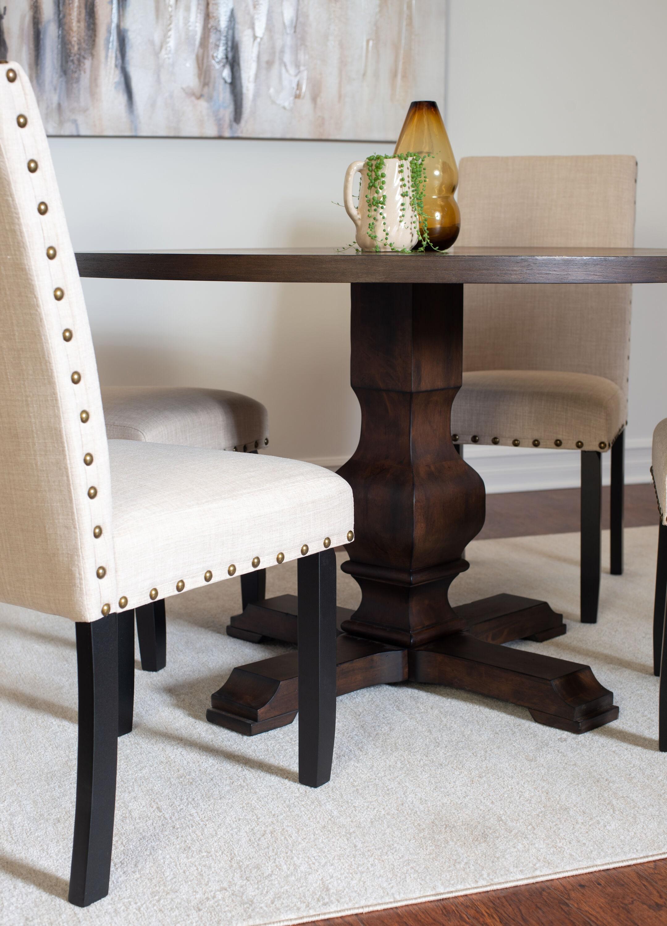 Roundhill Furniture Kohland 5 Piece Adult Transitional Wood Durable Dining Table with Chair Tan