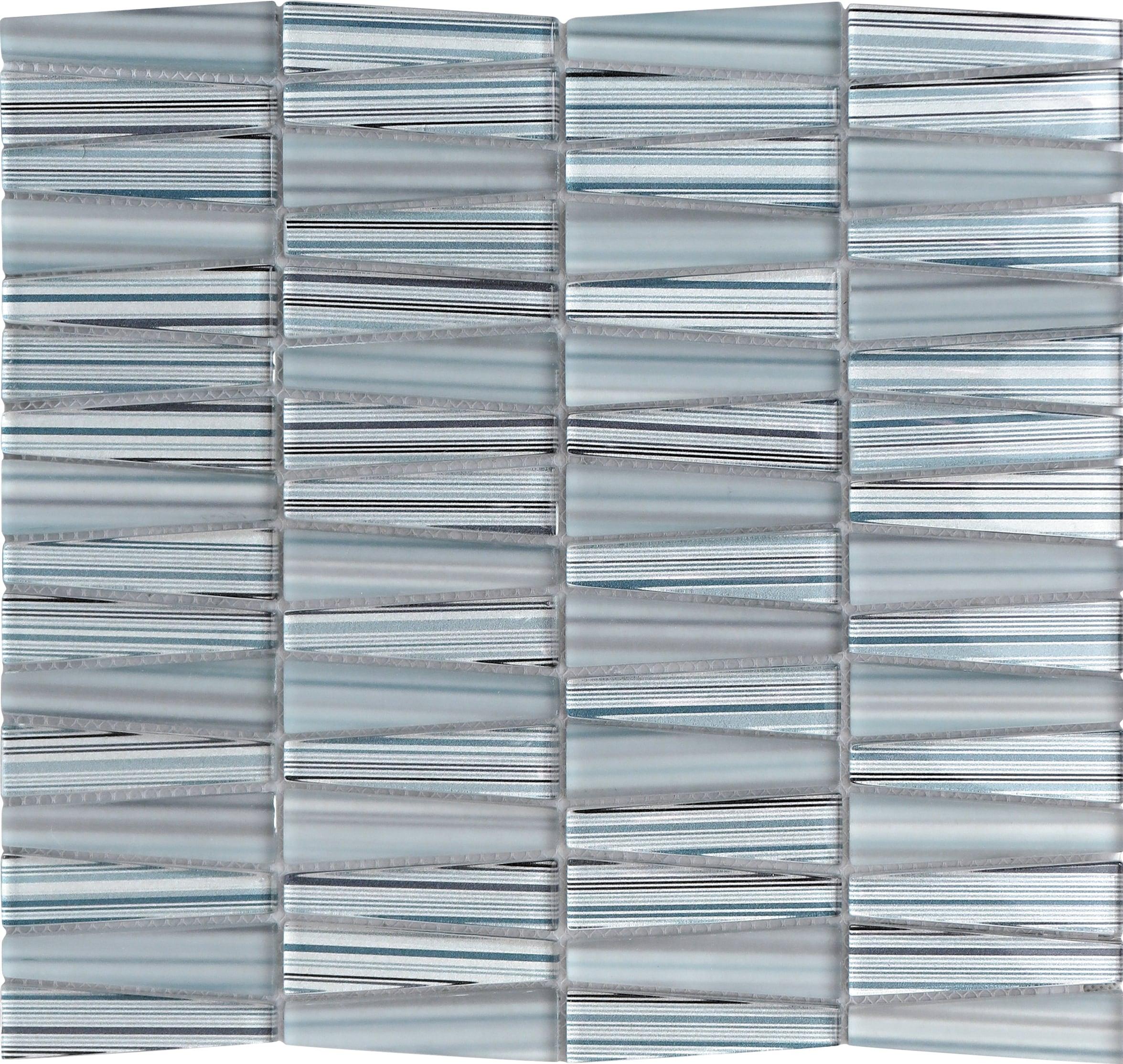 Apollo Tile   Blue Gray 12-in x 129-in Traingle Polished , Matte  Glass Mosaic Tile (5.38 Sq ft/case)