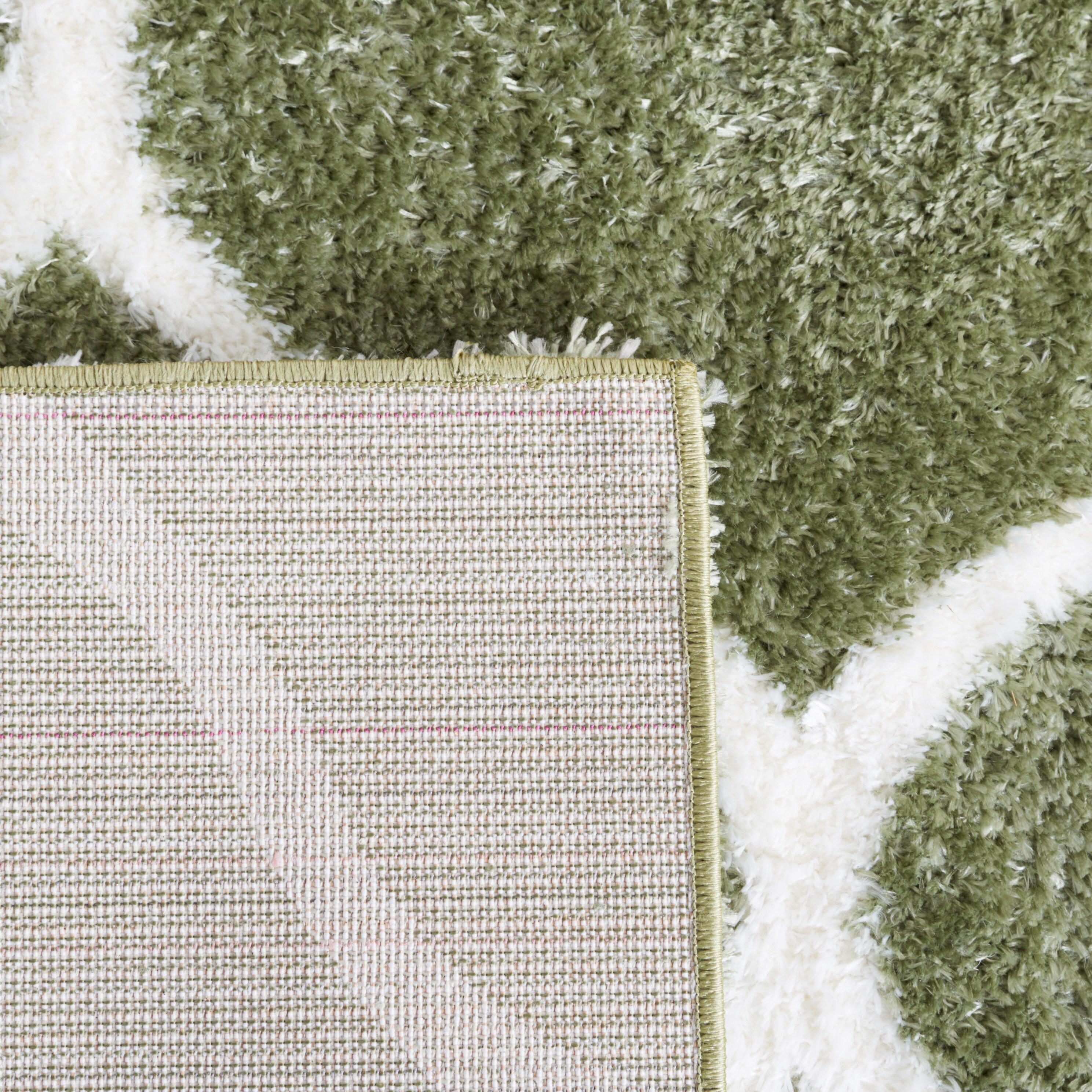 Tahoe Shag THO677 Power Loomed Indoor Runner Rug - Sage/White - 2'x9' - Safavieh
