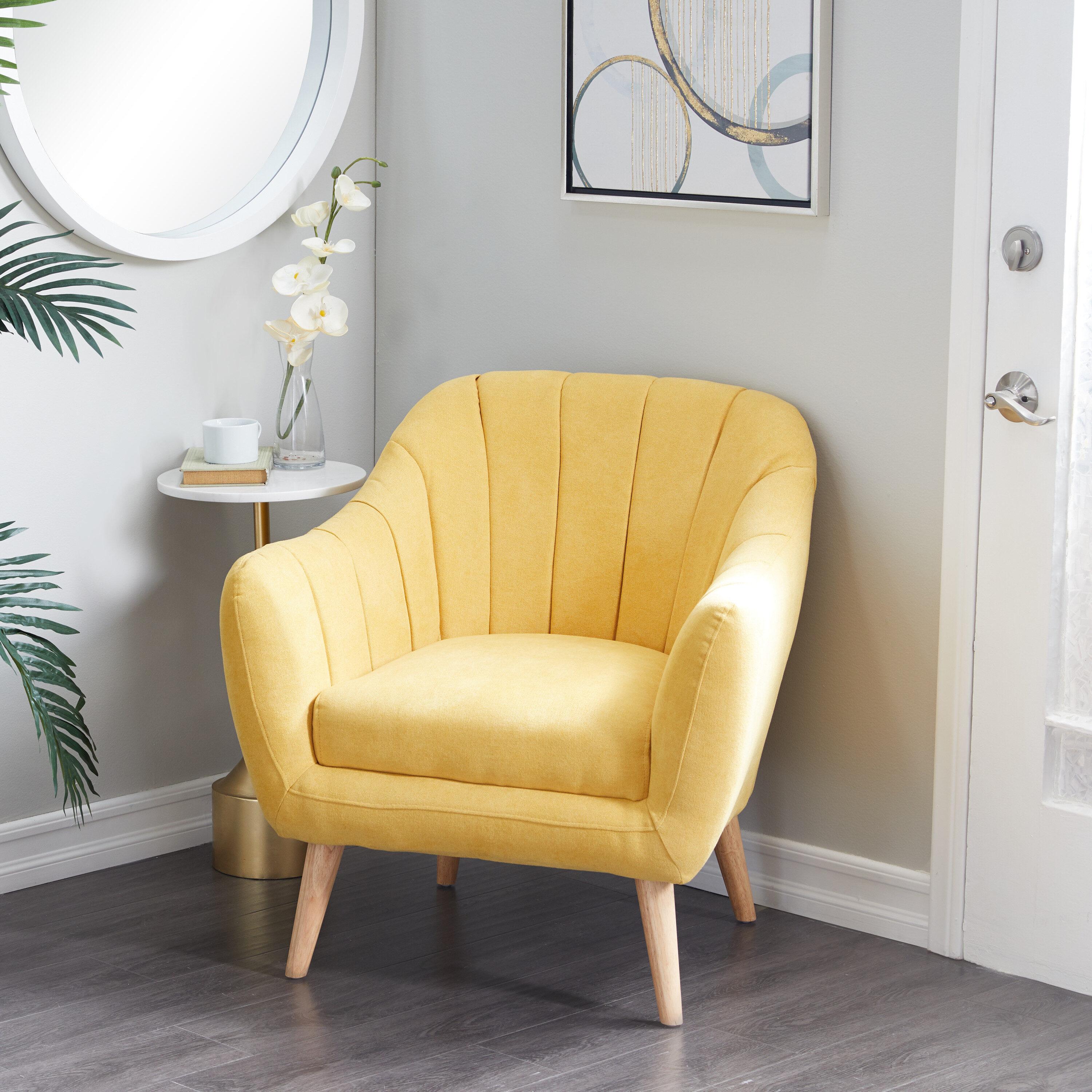 32" x 30" Modern Fabric Accent Chair Yellow - Olivia & May