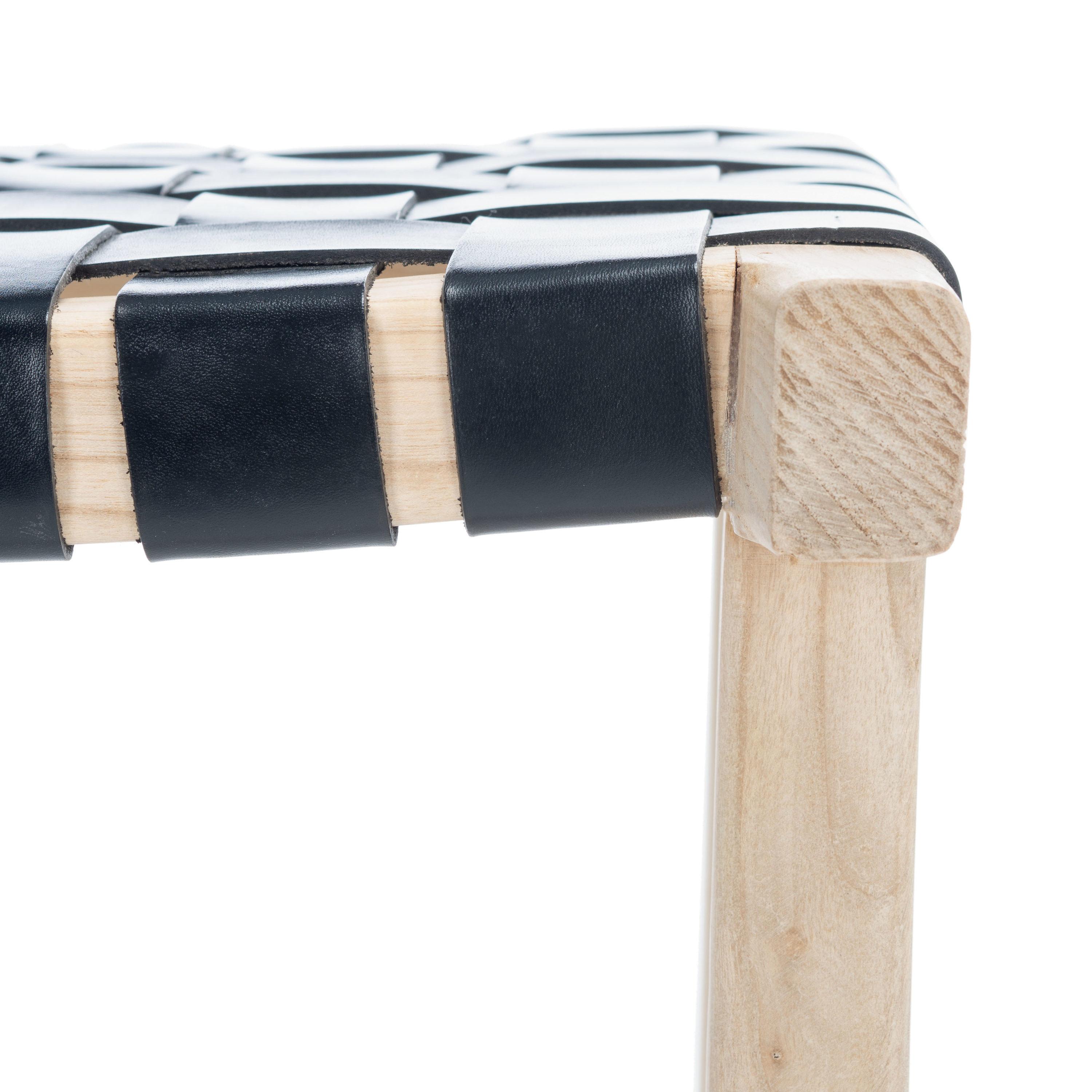 SAFAVIEH Abreu Rectangle Barstool, Black/Light Natural (18.5 in. W x 20 in. D x 30 in. H)