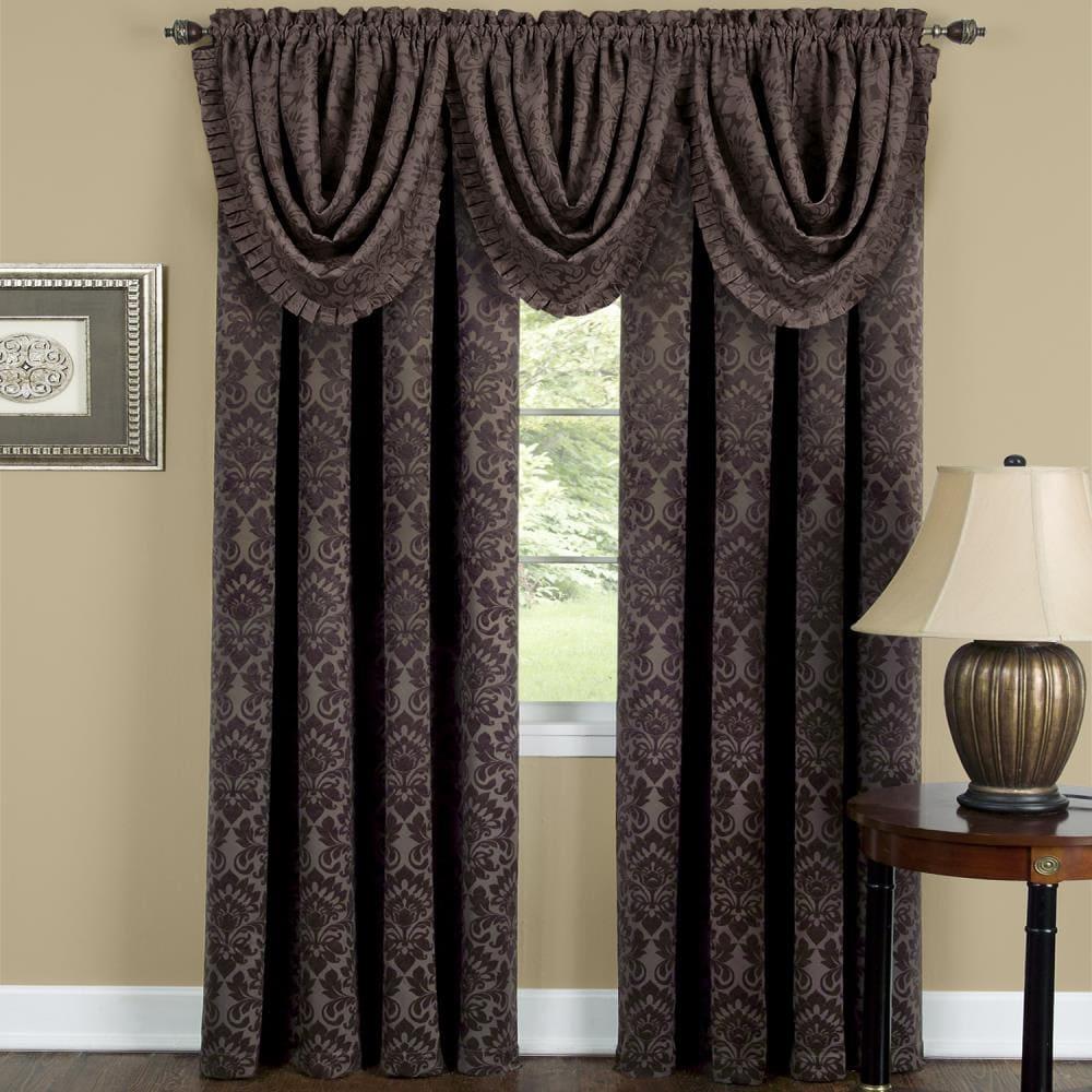 Achim Sutton Rod Pocket Blackout Waterfall Valance Brown, 48" x 36"