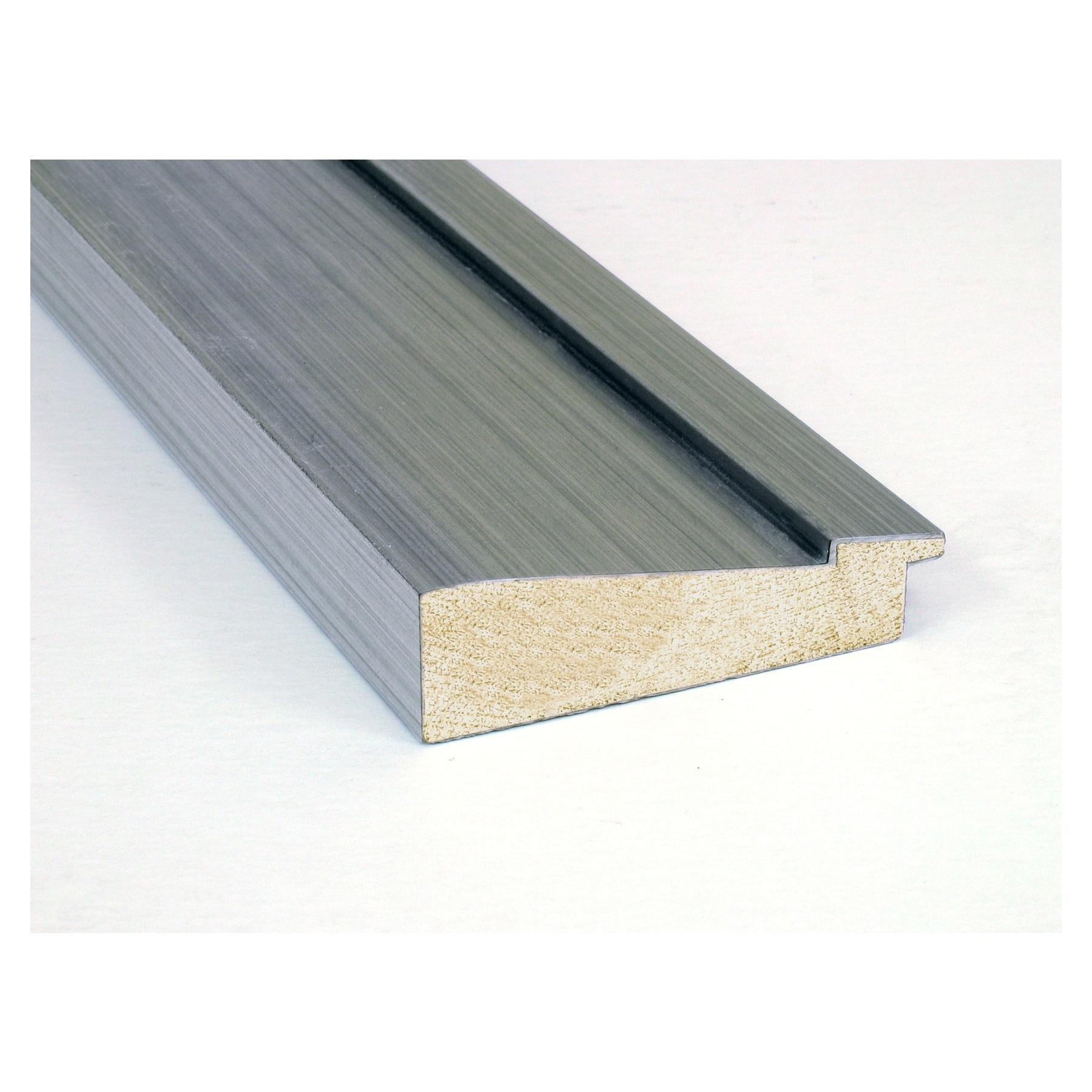 35" x 29" Non-Beveled Romano Silver Wood Wall Mirror - Amanti Art: Modern Rectangle, Includes Mounting Hardware