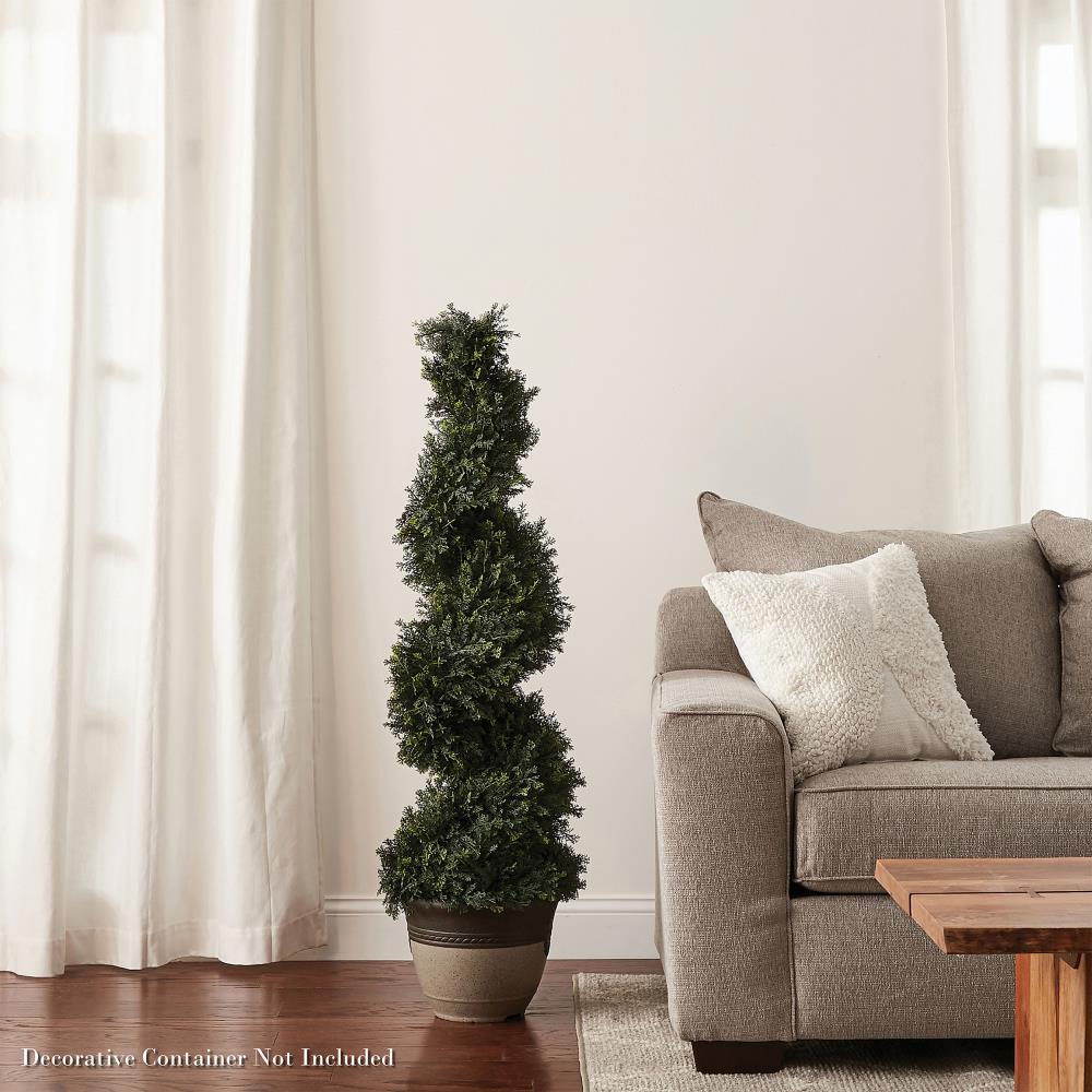 Nature Spring Faux Spiral Cypress Potted Topiary - 4'