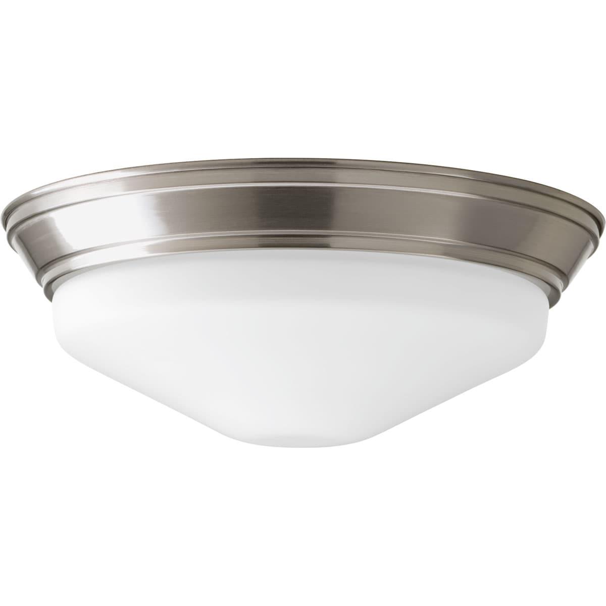 Progress Lighting, Etched Glass, 1-Light, LED Flush Mount, Brushed Nickel, Steel, Damp Rated, Dimmable, Canopy Included