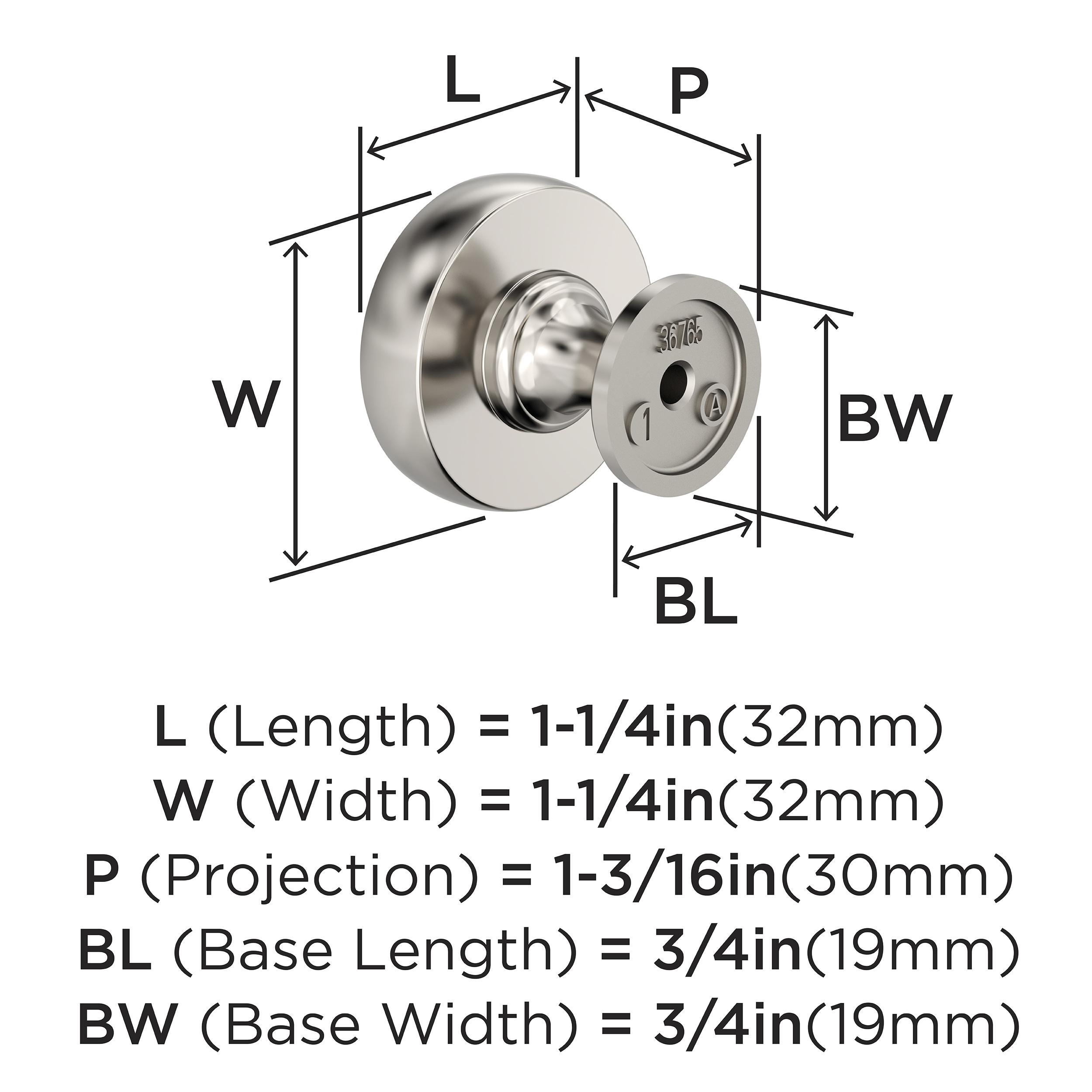 Amerock Winsome 1-1/4 inch (32mm) Diameter Polished Nickel Cabinet Knob
