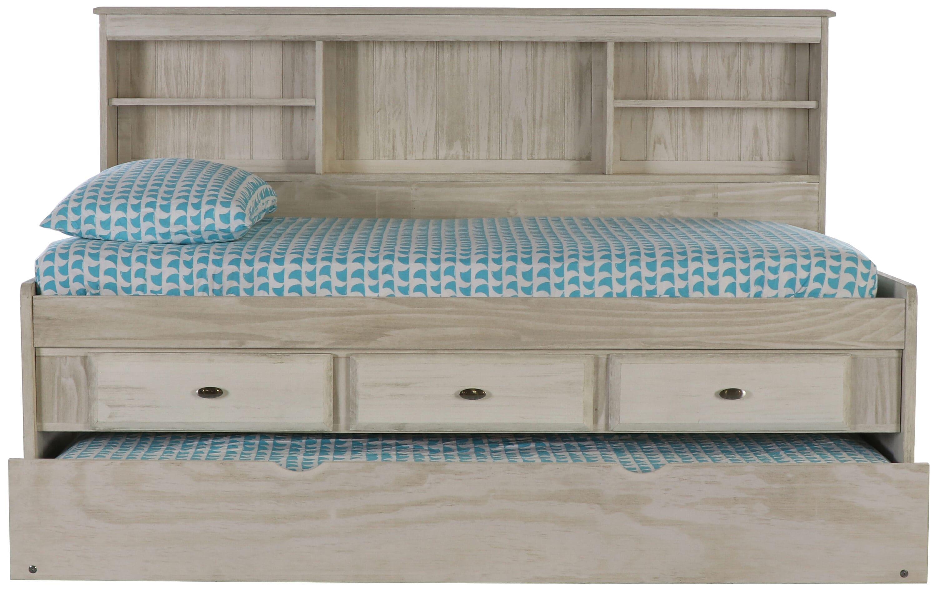 American Furniture Classics OS Home and Office Furniture Model 85222K3-22, Solid Pine Twin Daybed with Three Sturdy Drawers and a Twin Sized Trundle in Light Ash