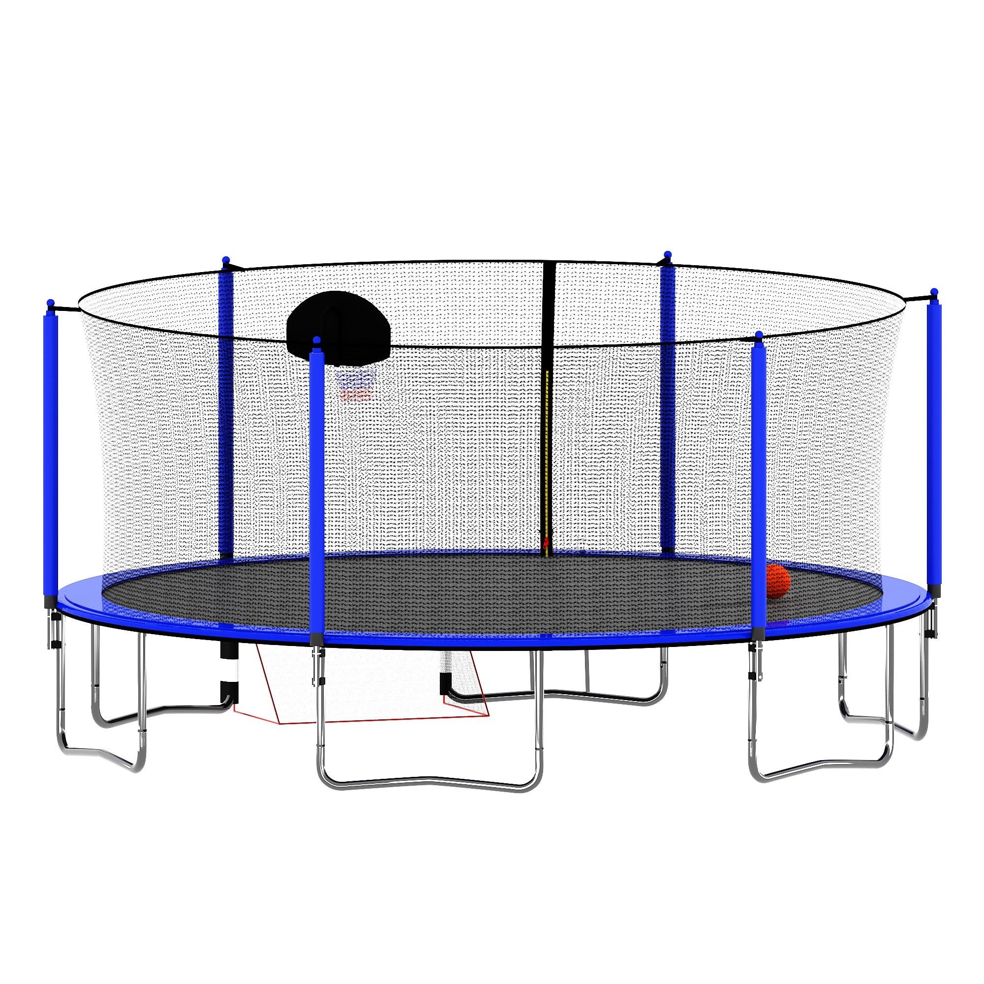 SHANRUGUOJI 16Ft Trampoline With Basketball Hoop Pump And Ladder(Inner Safety Enclosure) With Soccer Goal