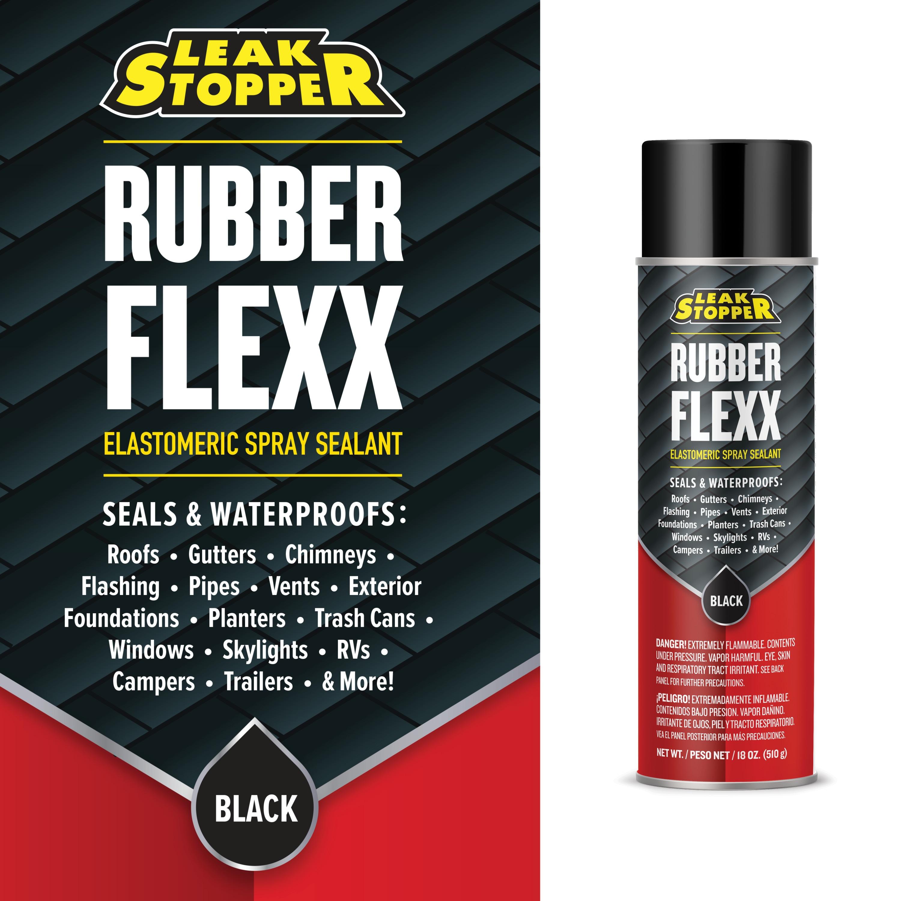 Leak Stopper Rubber Flexx - 15oz Waterproof Repair & Sealant Spray, Black, 1 Pack