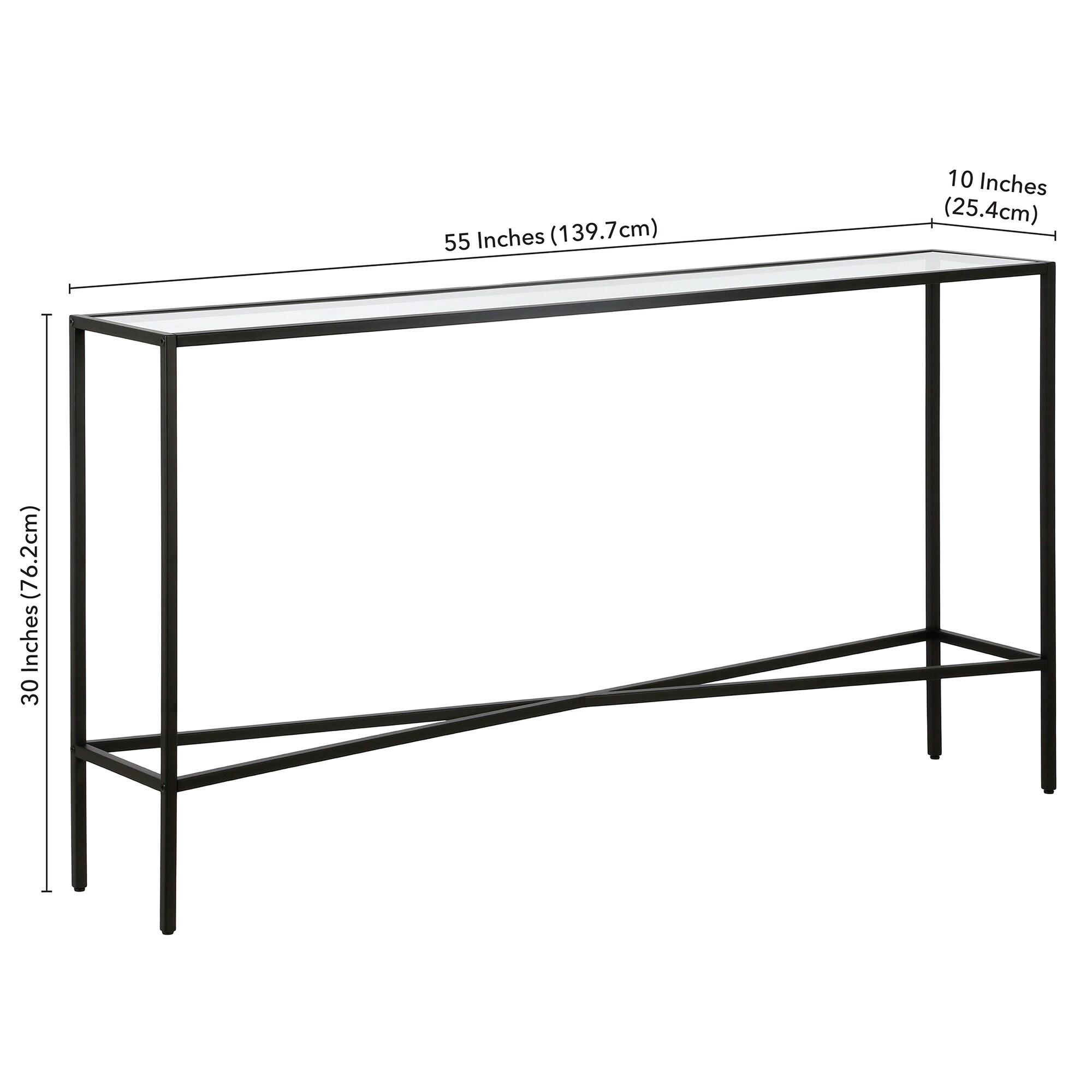 55" Black Bronze Console Table with Glass Tabletop - Henn&Hart