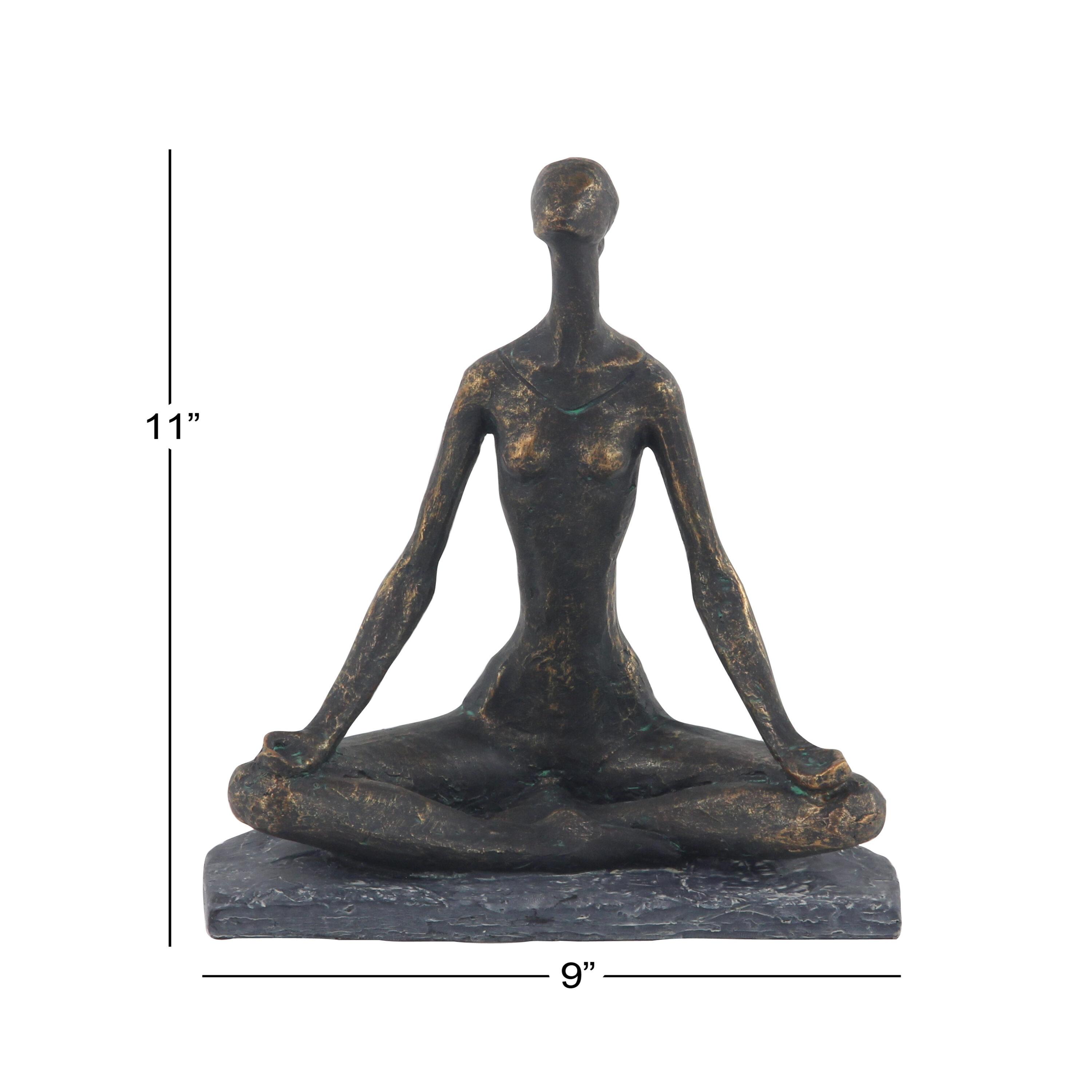 9" x 11" Black Polystone Yoga Sculpture, by DecMode