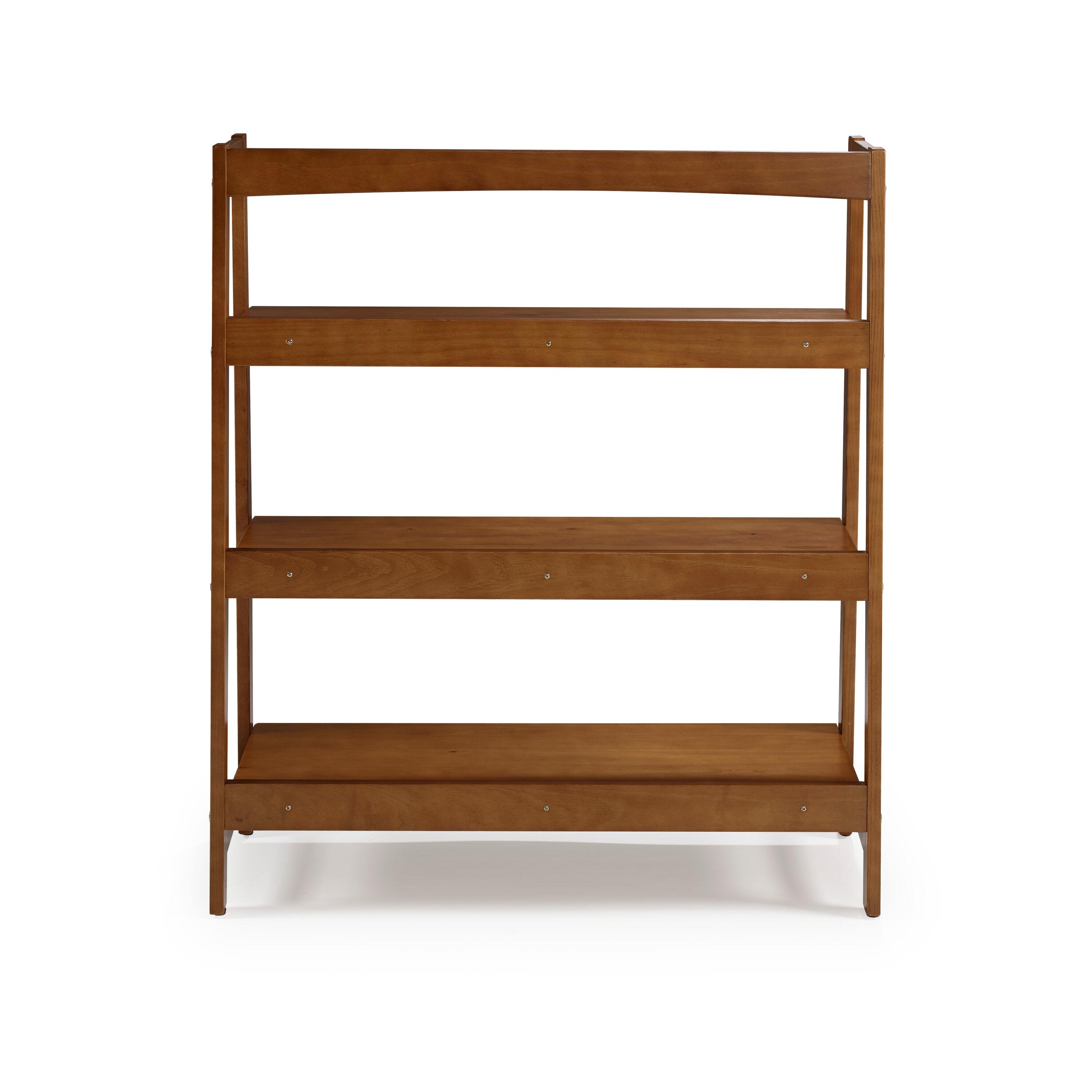 Camaflexi Mid Century Modern Wooden Bookshelf 3 Tier Open Shelving Unit, Castanho 100% Solid Wood