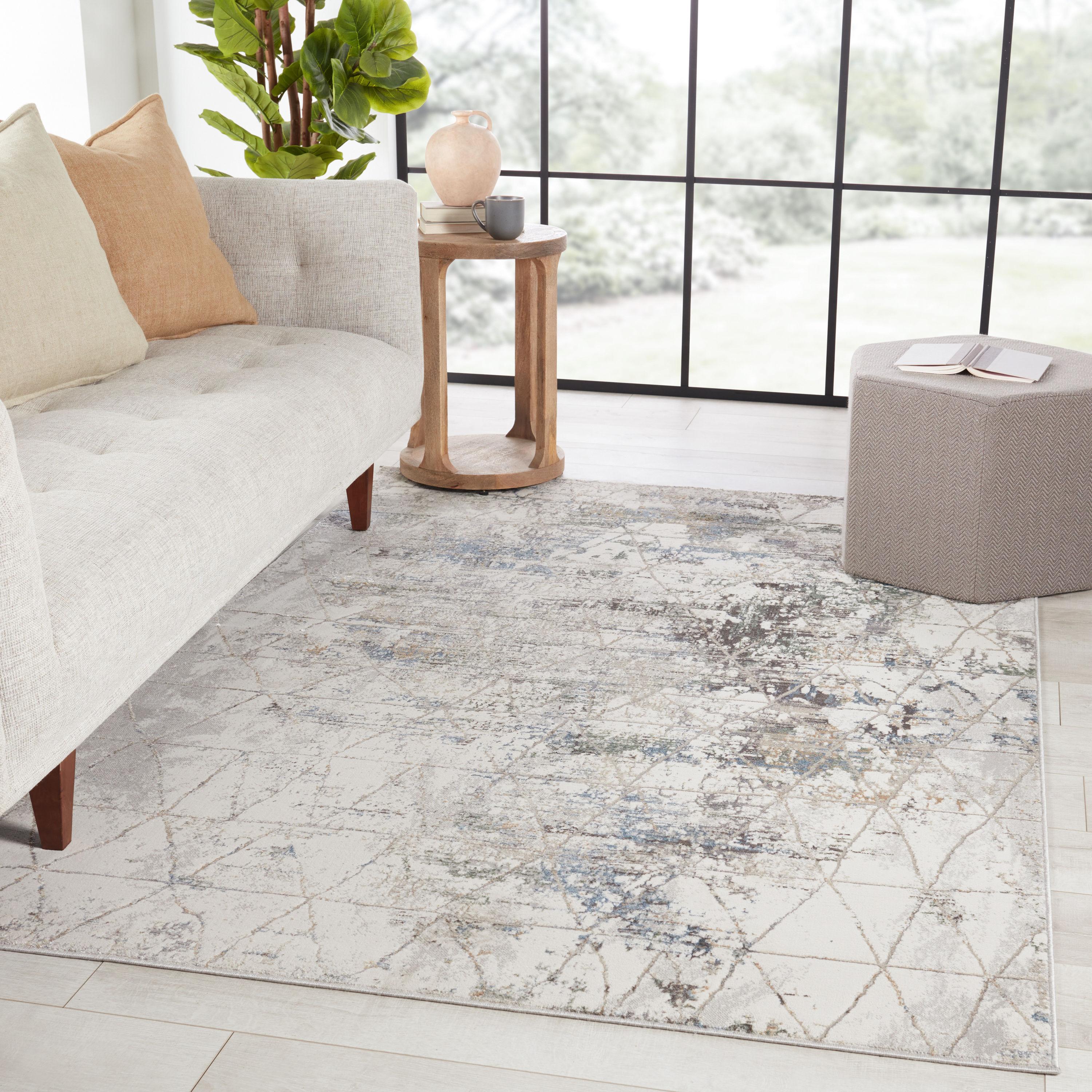 Jaipur Living Melo 6 x 9 (ft) Loomed Polyester Gray/Light Blue Rectangular Indoor Trellis Global Area rug