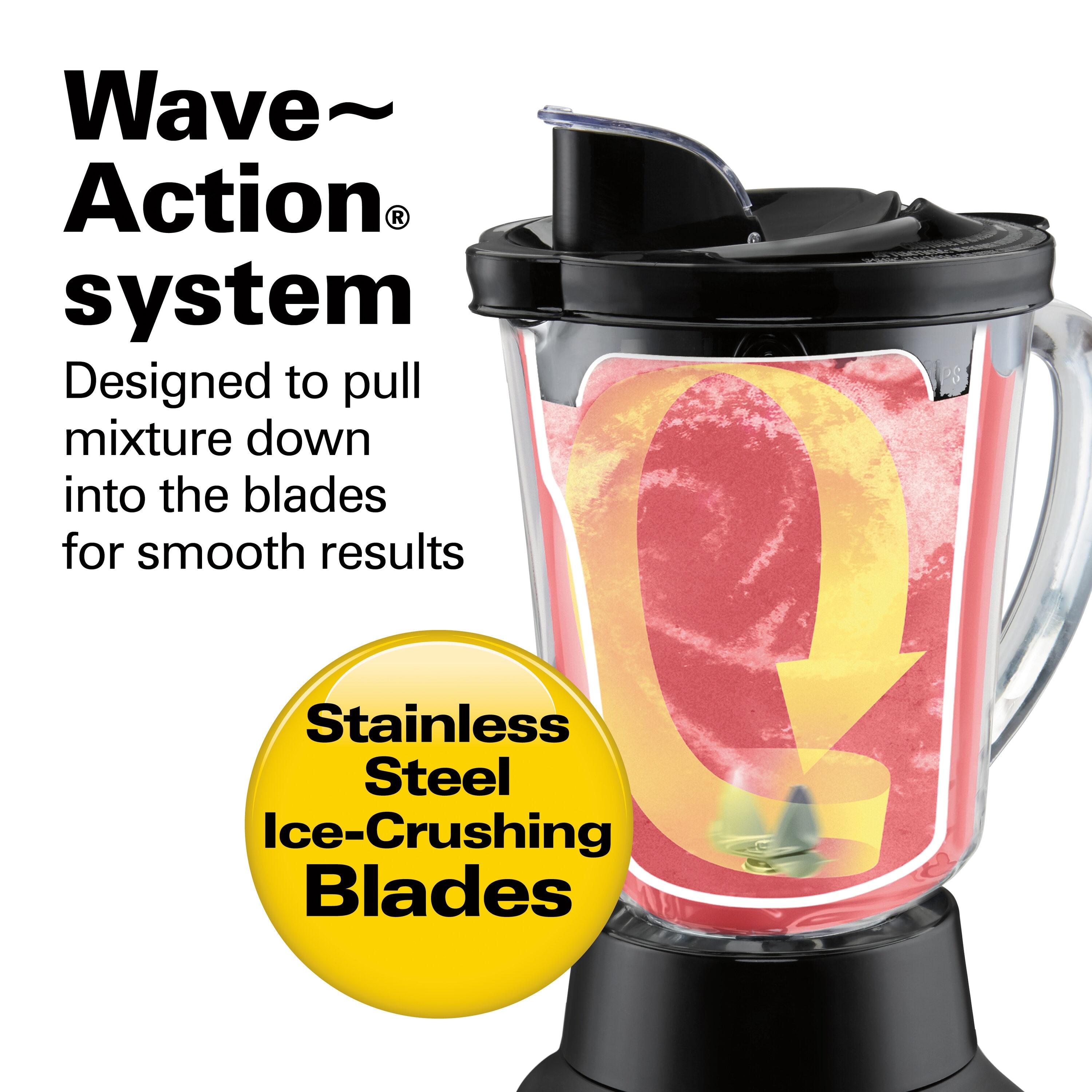 Hamilton Beach Wave Crusher Blender, 40 oz Glass Jar and 20 oz Travel Jar for Shakes and Smoothies, Grey, 58181