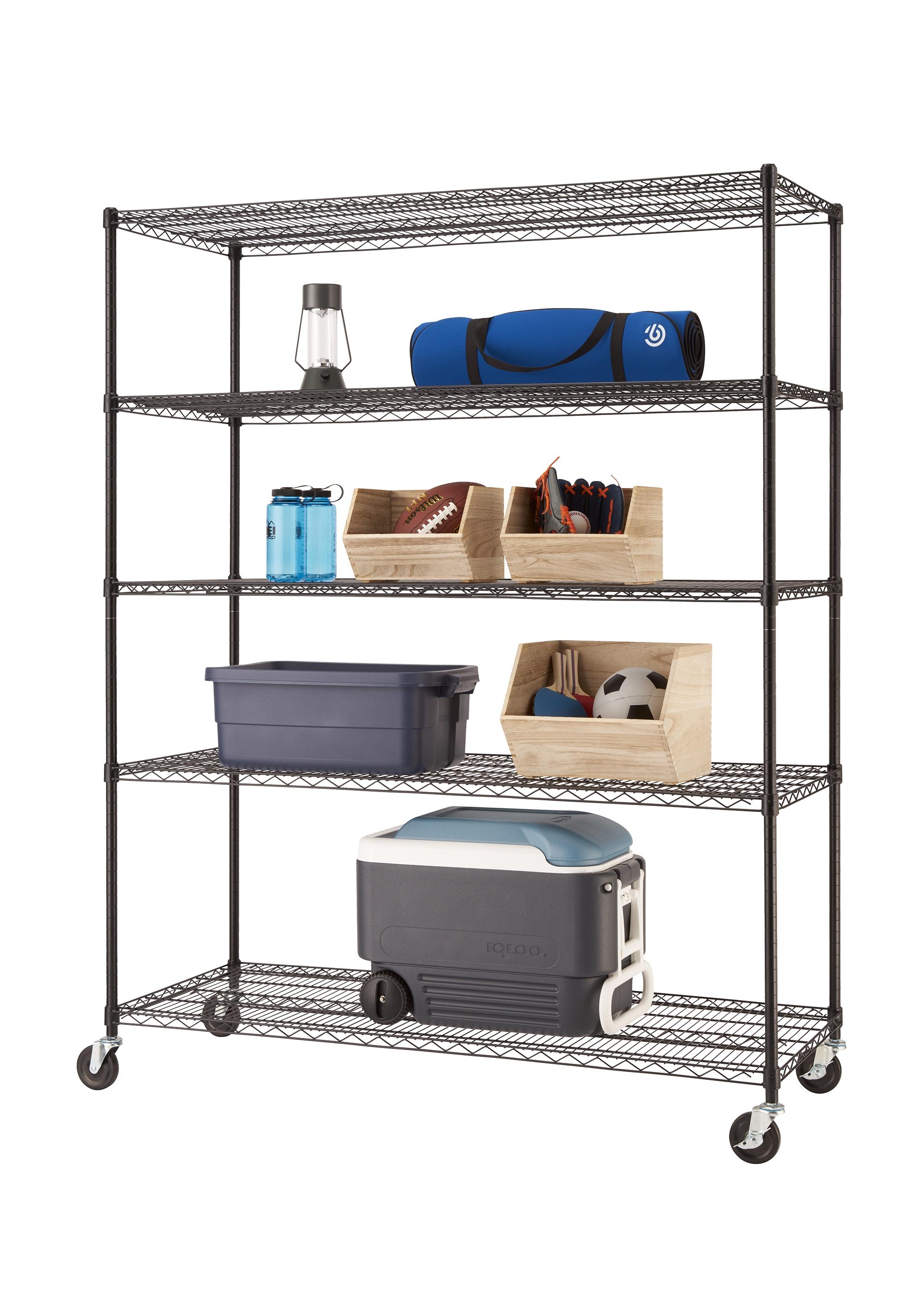 Trinity TRINITY EcoStorage 5-Tier NSF Rolling Steel Wire Shelving Unit w/ Wheels (60 in. W x 24 in. D)