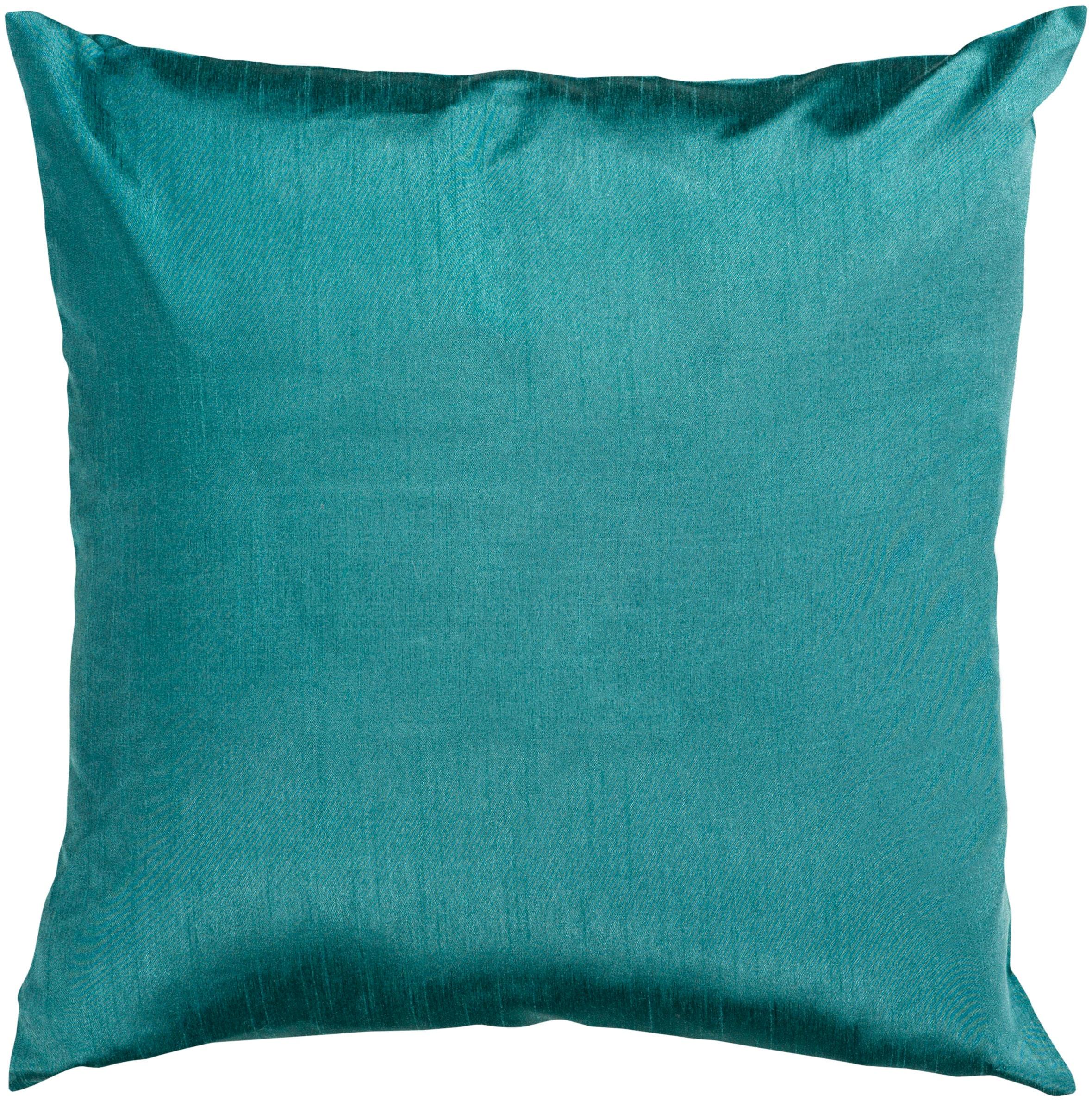 Teal Polyester Square Decorative Pillow with Down Fill