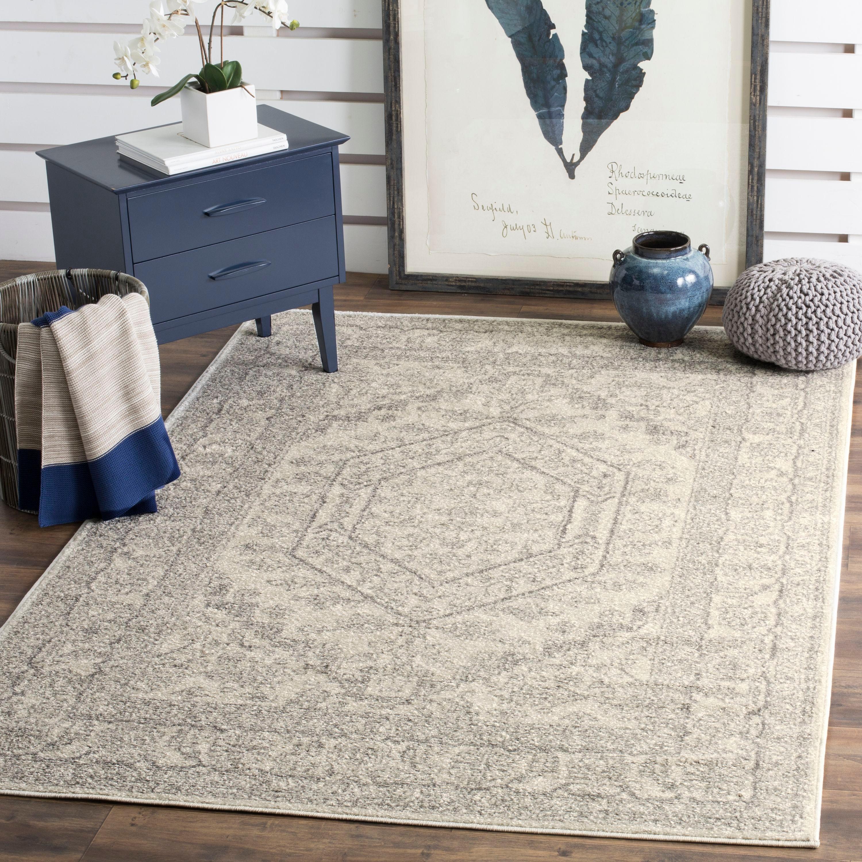Adirondack ADR108 Power Loomed Area Rug - Ivory/Silver - 10'x10' - Safavieh.