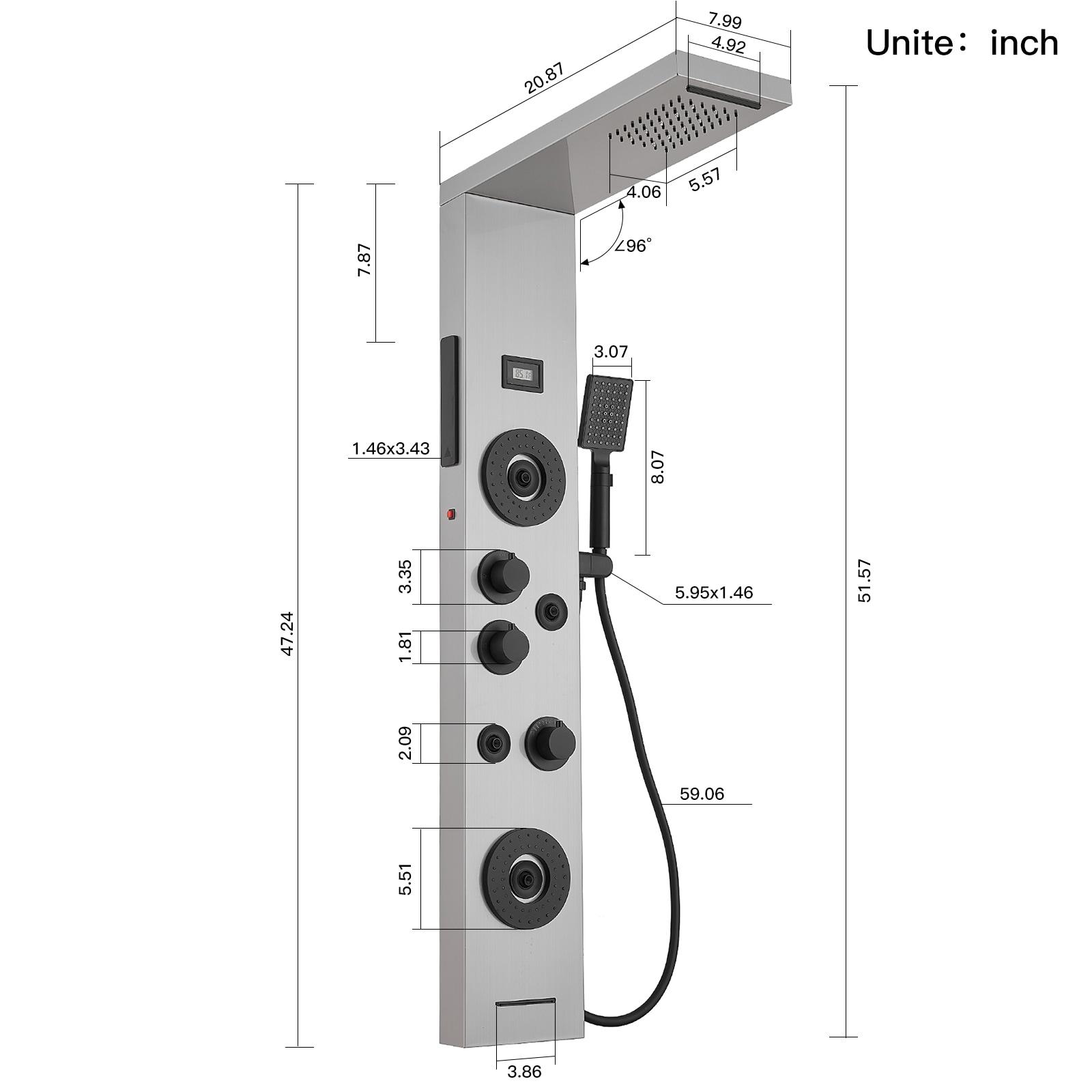 51.57'' Shower Panel with Fixed Shower Head