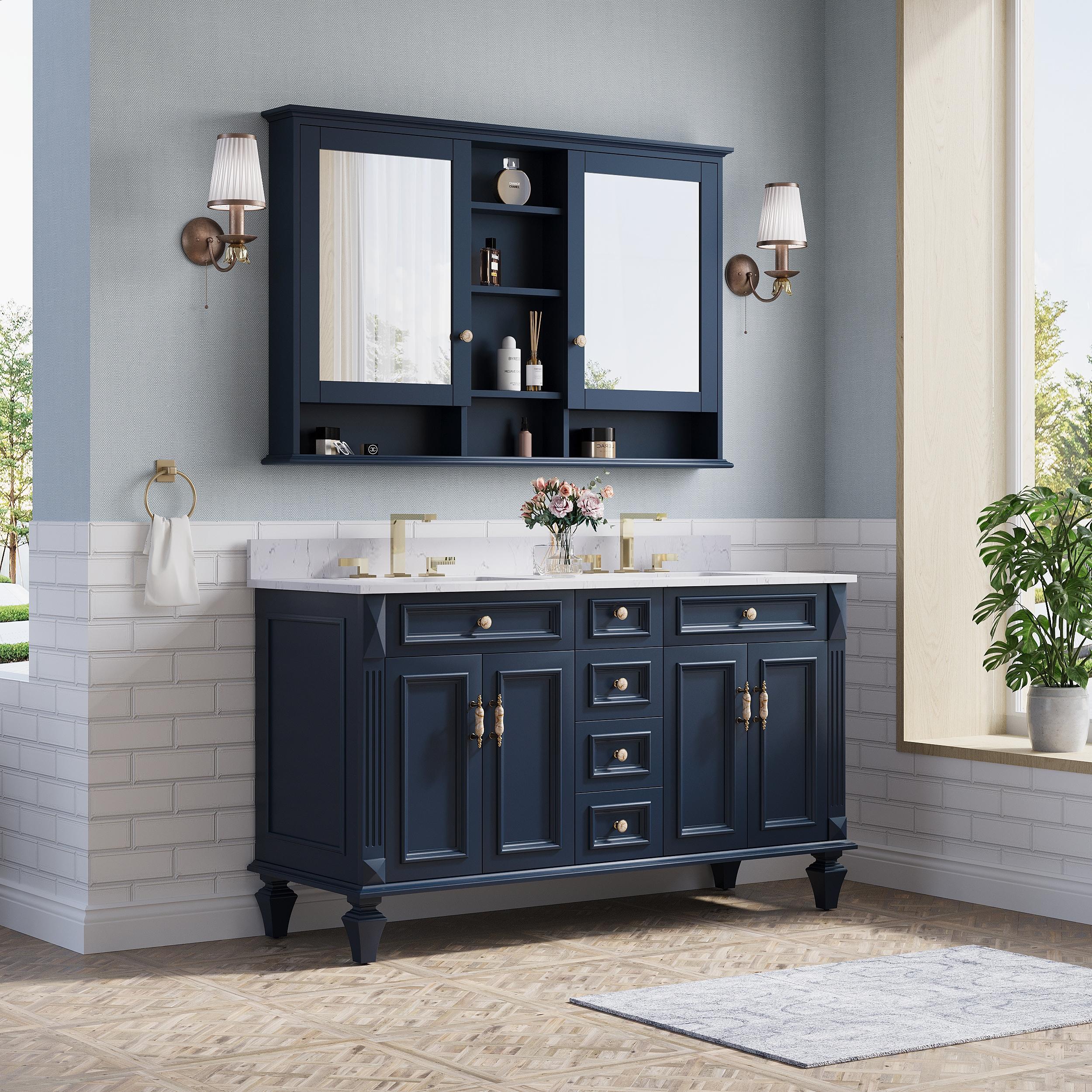 Etta Avenue™ Lydie 60'' Double Bathroom Vanity with Marble Top