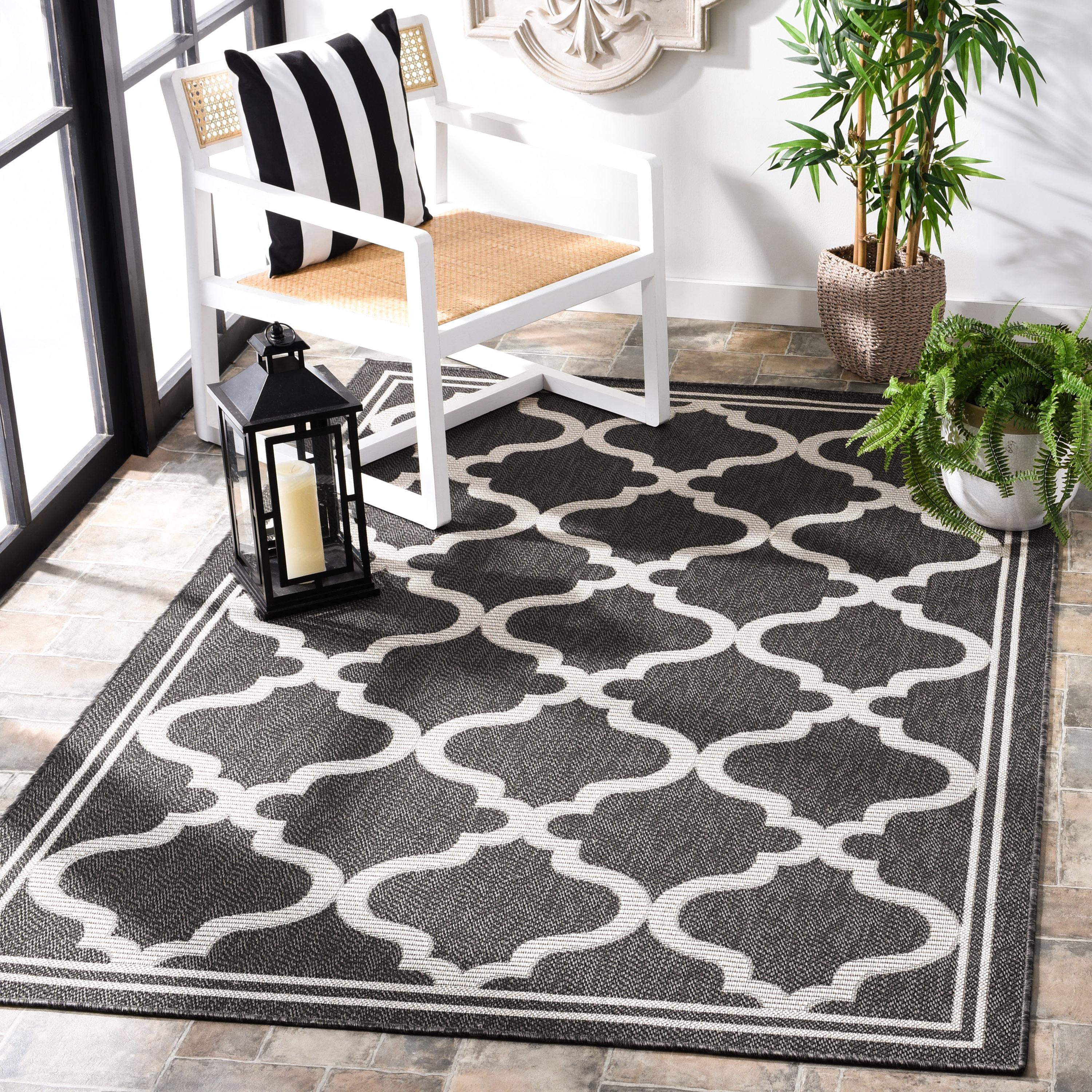 Bermuda BMU810 Power Loomed Indoor/Outdoor Machine Washable Area Rug - Charcoal/Ivory - 5'3"x7'6" - Safavieh