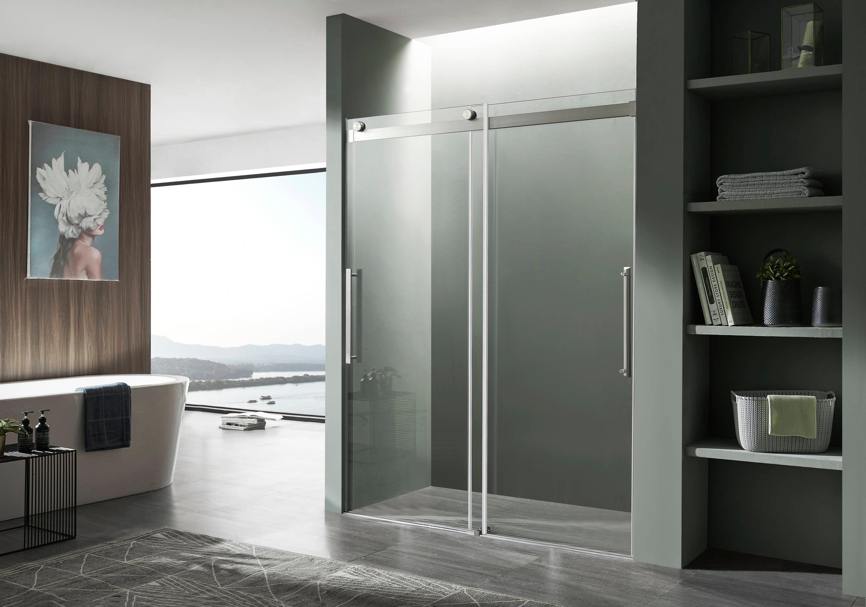 Stellar 48" W x 76" H Double Sliding Frameless Shower Door