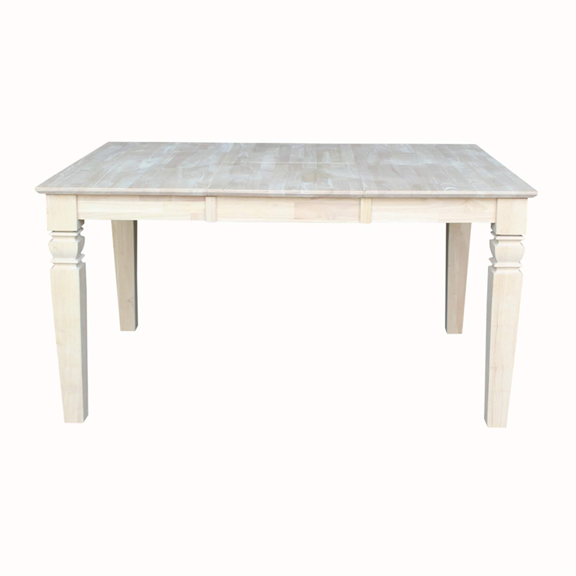 International Concepts Java Butterfly Drop Leaf Extendable Dining Table - Unfinished: Seats 6, Wood Frame, Modern Style