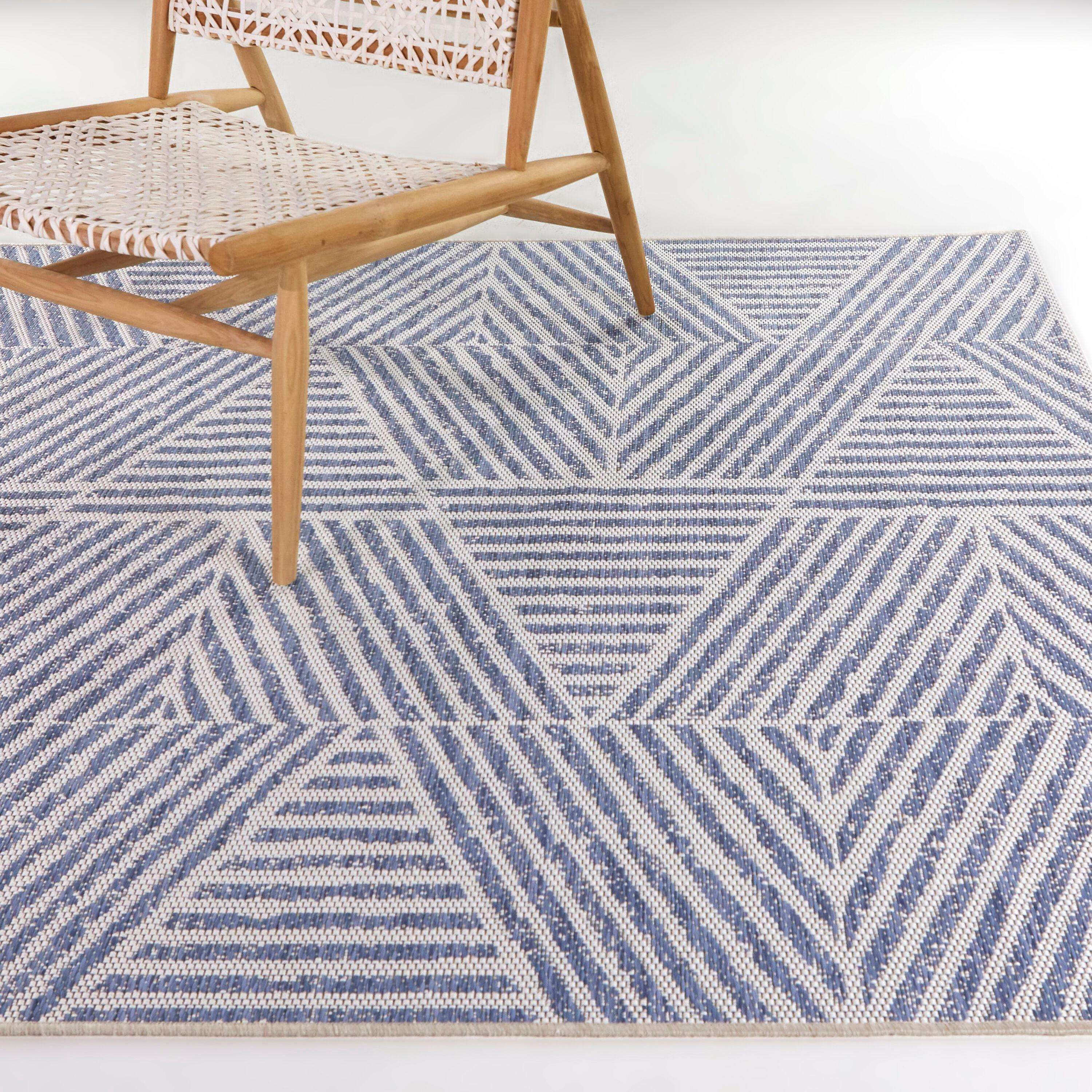 Balta US, Inc Darcy Modern Stripe Indoor/Outdoor Area Rug Blue 5'3" x 7' 5' x 8' Off-White Runner, Rectangle