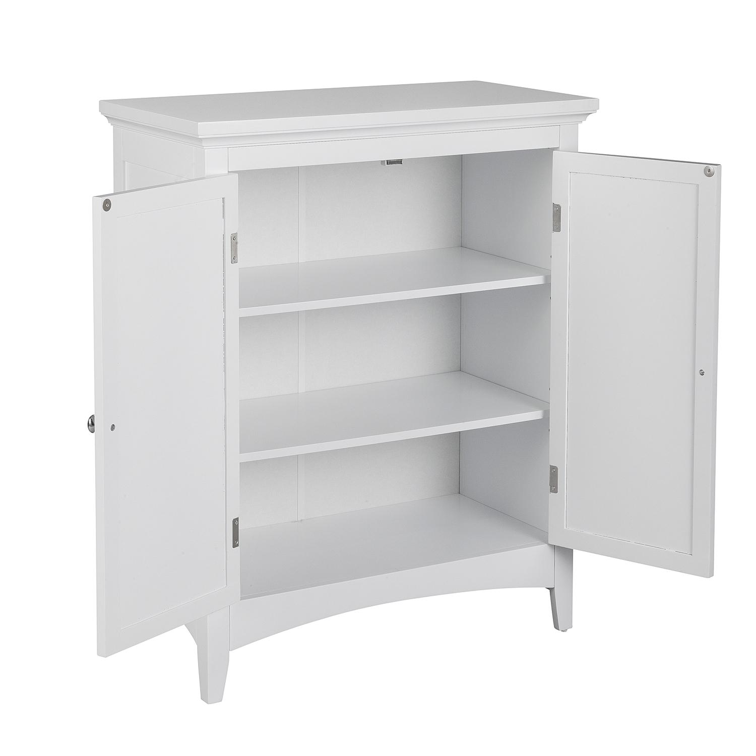 White Engineered Wood Bathroom Floor Cabinet with Adjustable Shelving