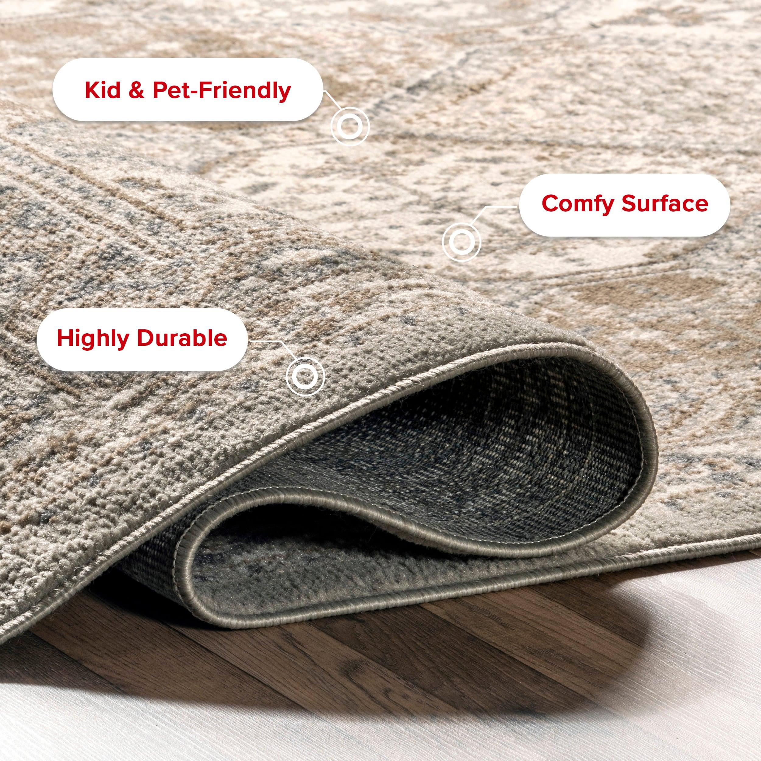 Nuloom 9x12 Becca Tiled Indoor Area Rug, Taupe, Faded Transitional Design, Stain Resistant, Bedroom, Living Room, Kitchen