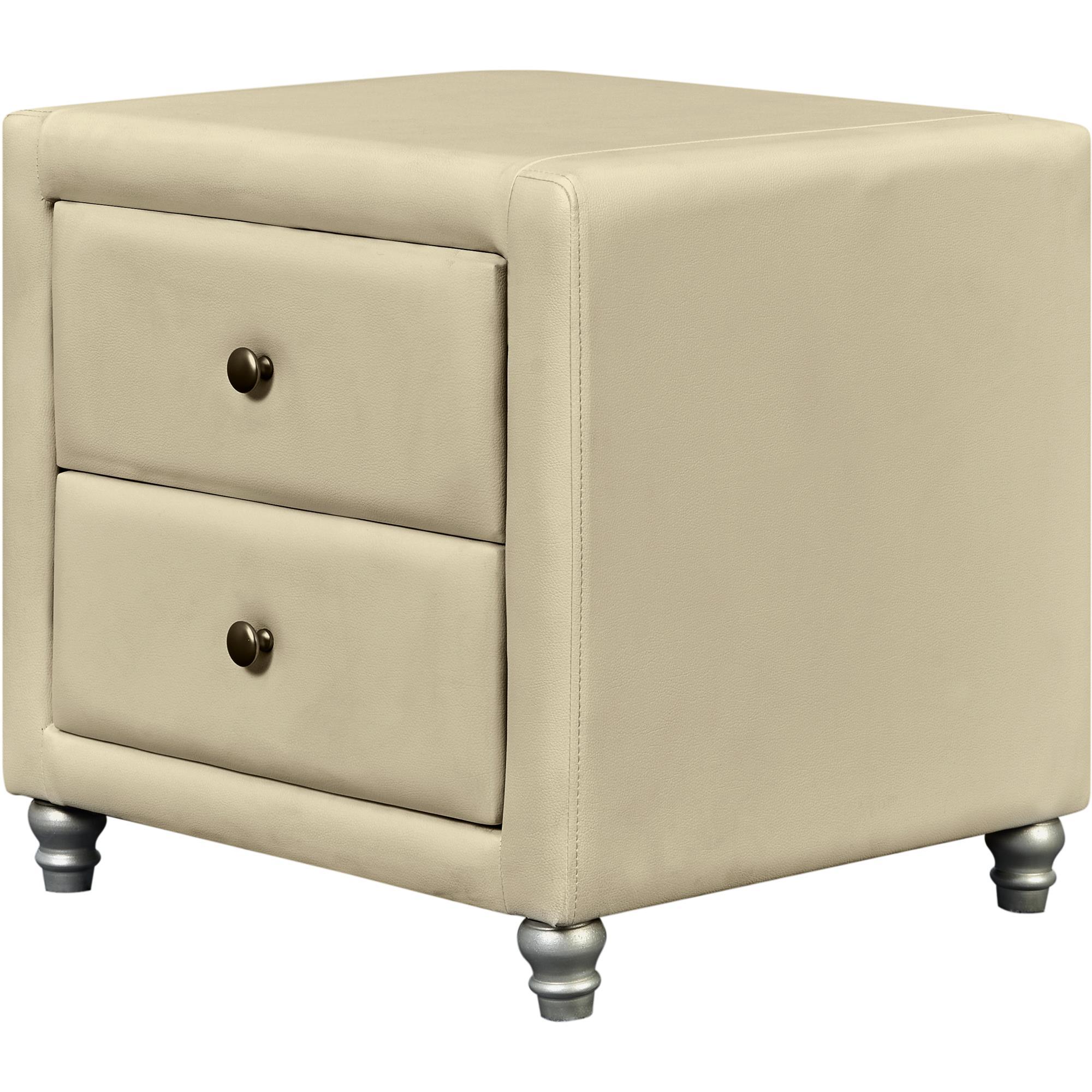 Camden Isle Faux Leather Upholstered 2 Drawer Nightstand in Beige