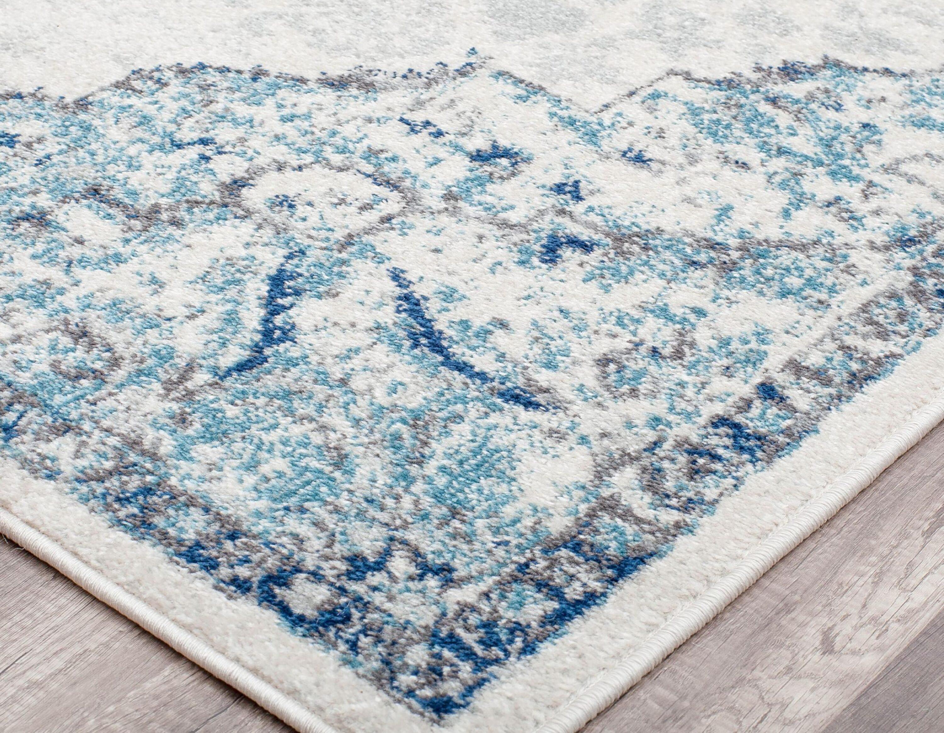 Rugs America Harper HY50G Bluebonnet Transitional Vintage Area Rug for Dining Room Rug Neutral Rug Living Room Rug Kitchen, 2'6"x4'