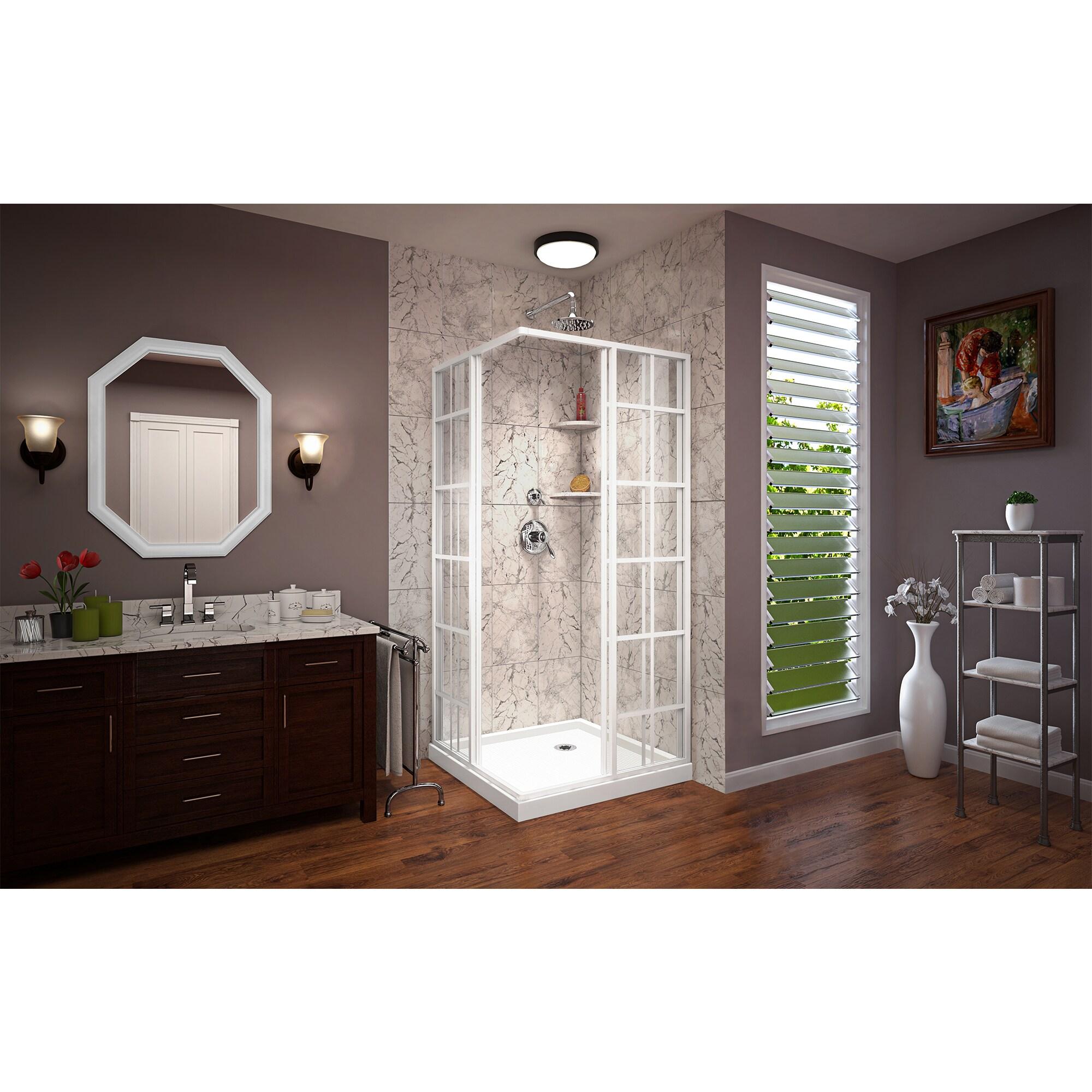 French Corner 34.5" W x 34.5" D x 72'' H Framed Square Shower Enclosure